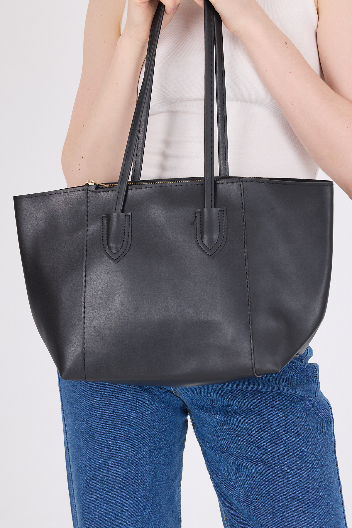 Siyah Dikiş Detaylı Omuz Çantası 9212 - 6