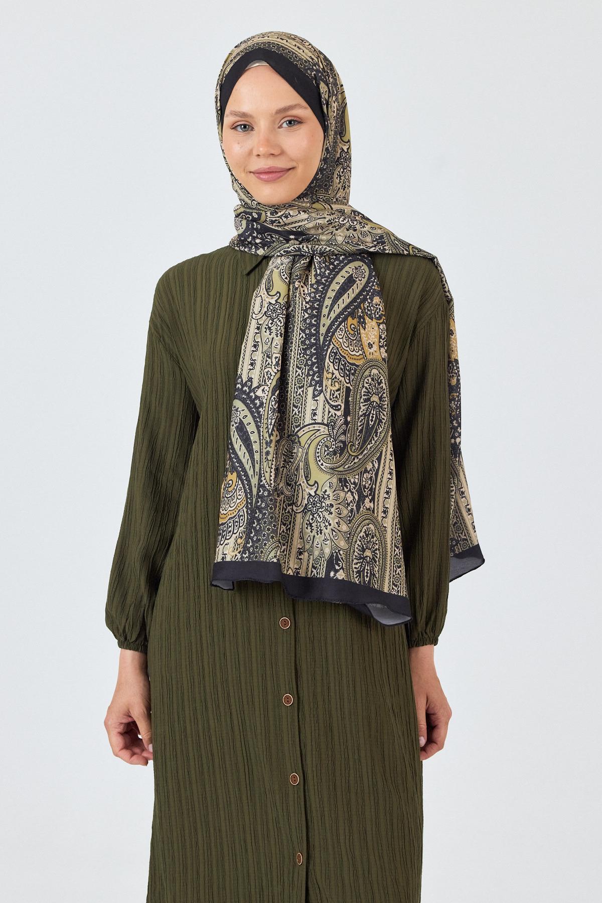 Siyah Etnik Desenli Şal 4012 - 2