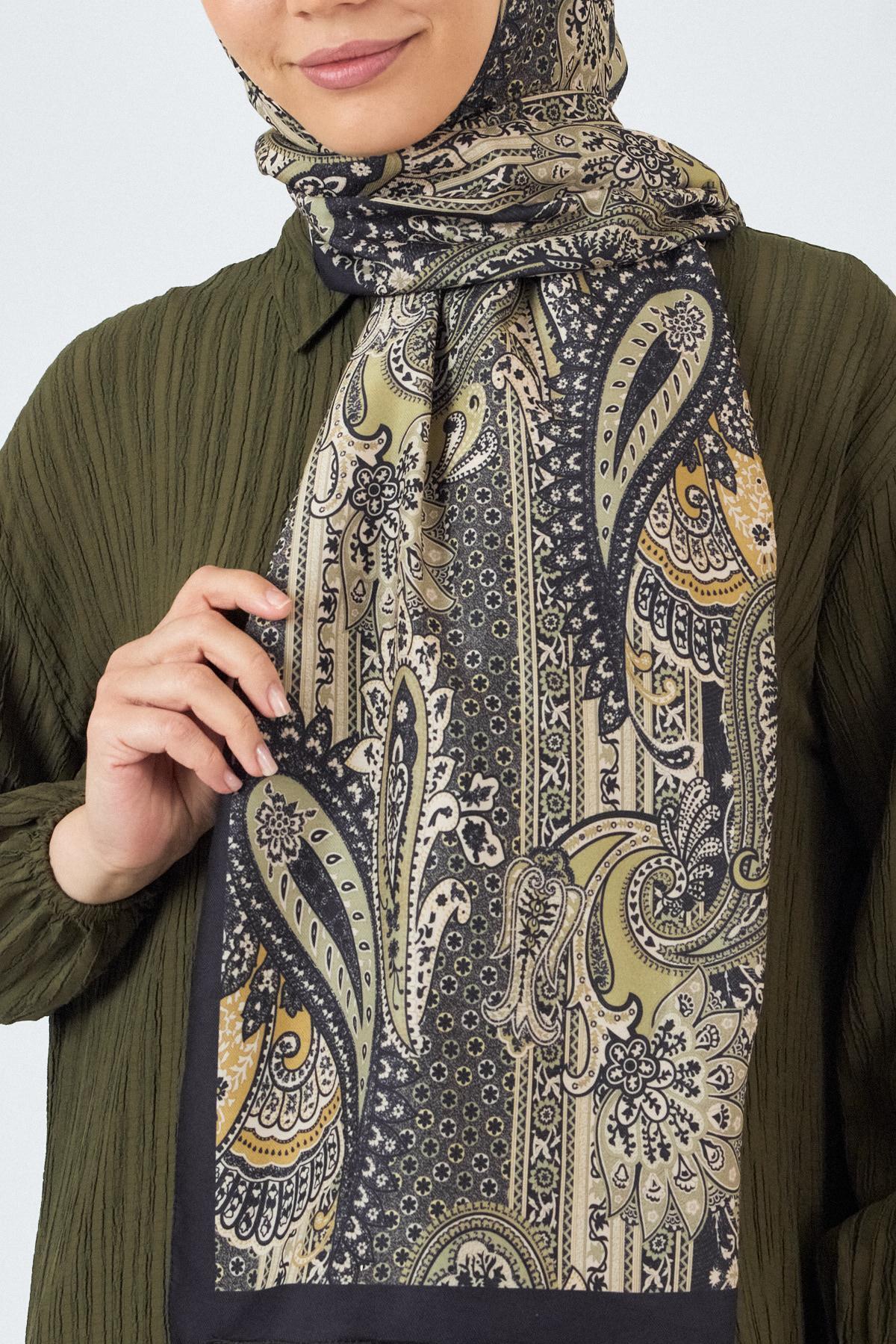 Siyah Etnik Desenli Şal 4012 - 5