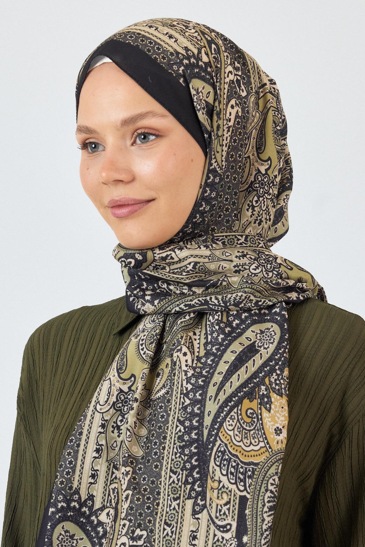 Siyah Etnik Desenli Şal 4012 - 1