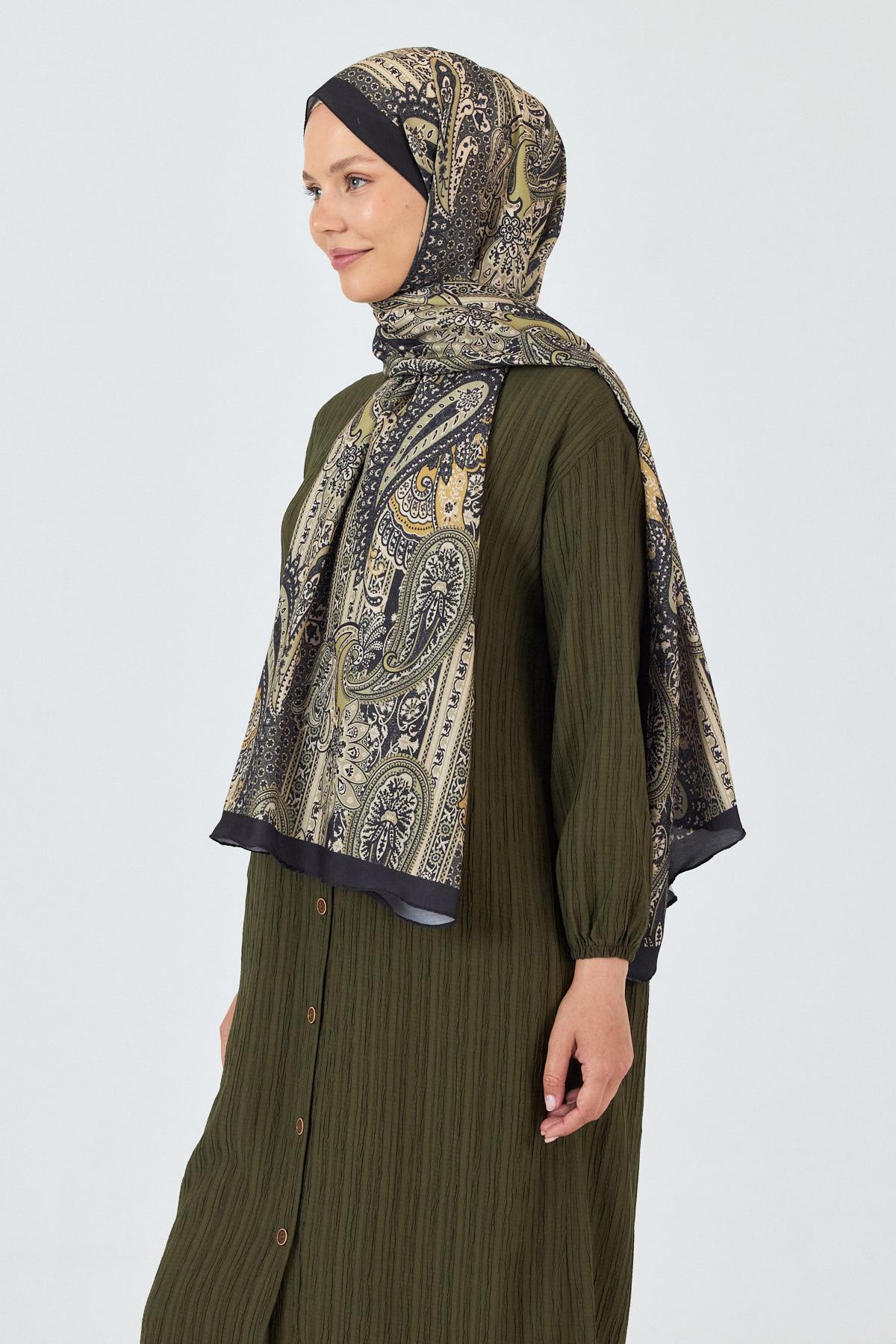 Siyah Etnik Desenli Şal 4012 - 3