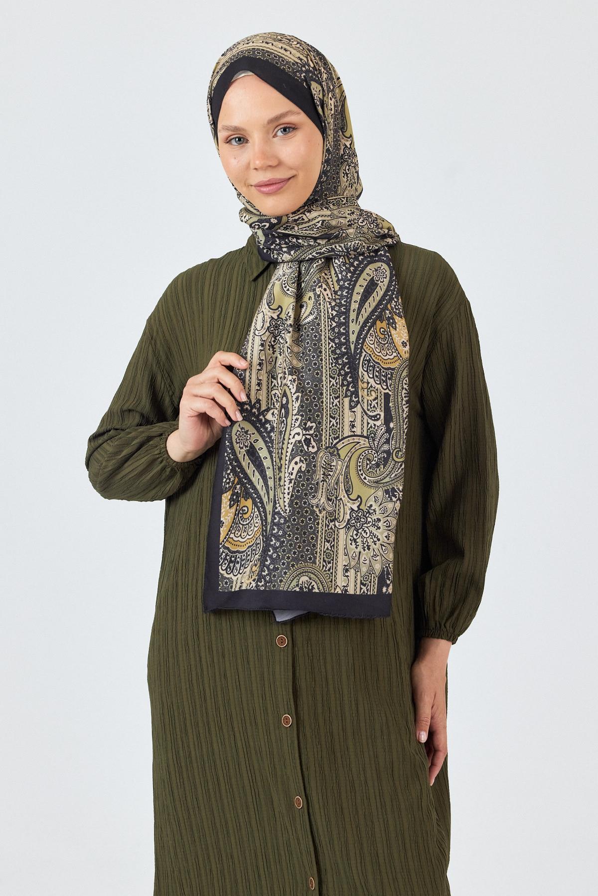 Siyah Etnik Desenli Şal 4012 - 7