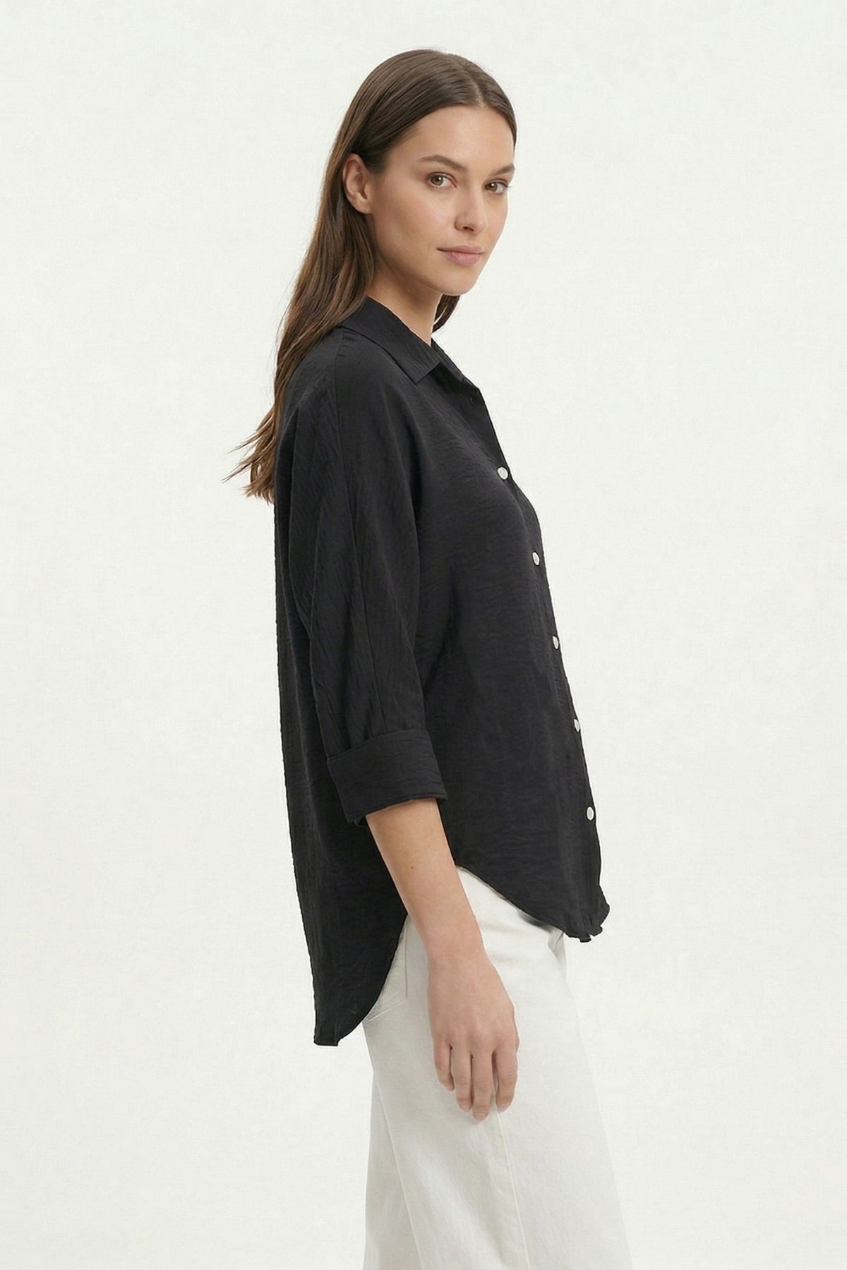 Siyah Fakir Kol Oversize Gömlek 4143 - 2