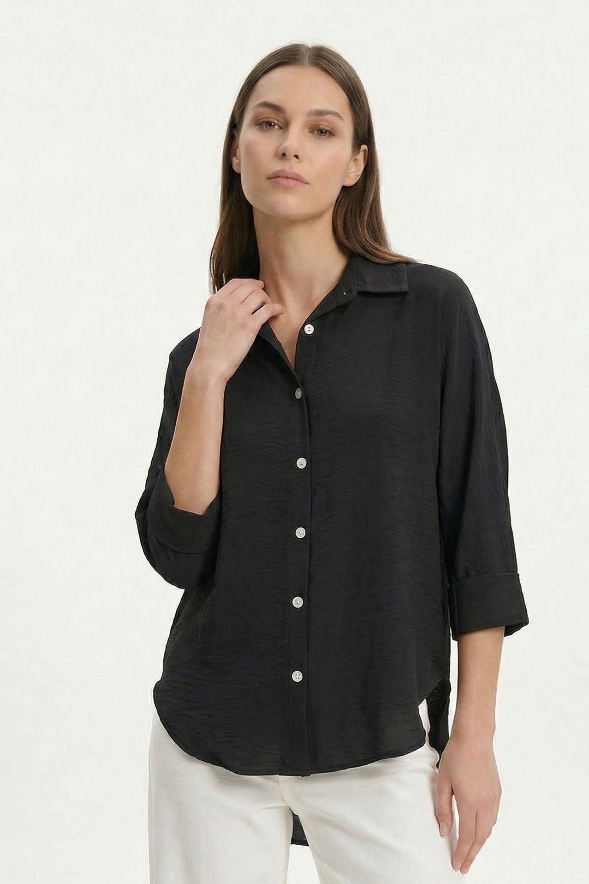 Siyah Fakir Kol Oversize Gömlek 4143 - 3