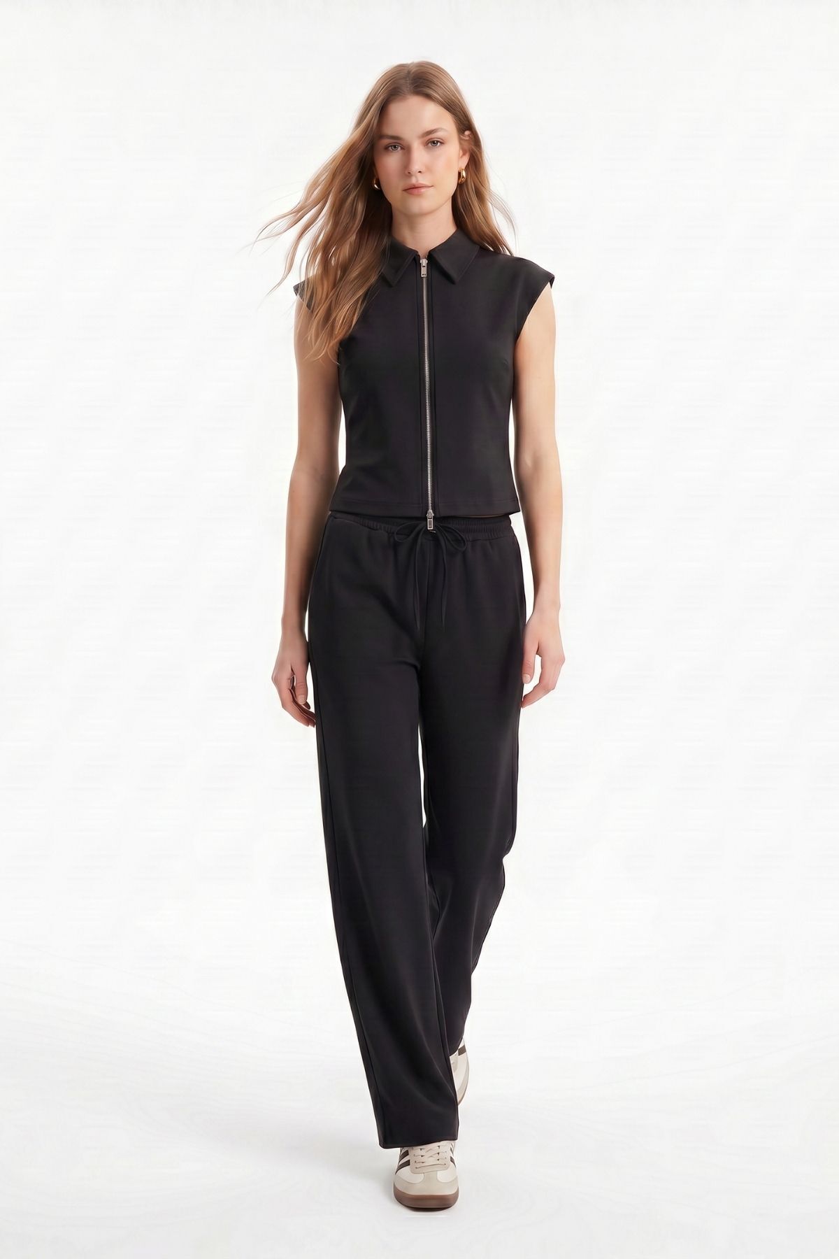 Fermuarlı Bluz Pantolon Takım 2796 Siyah - RAYS