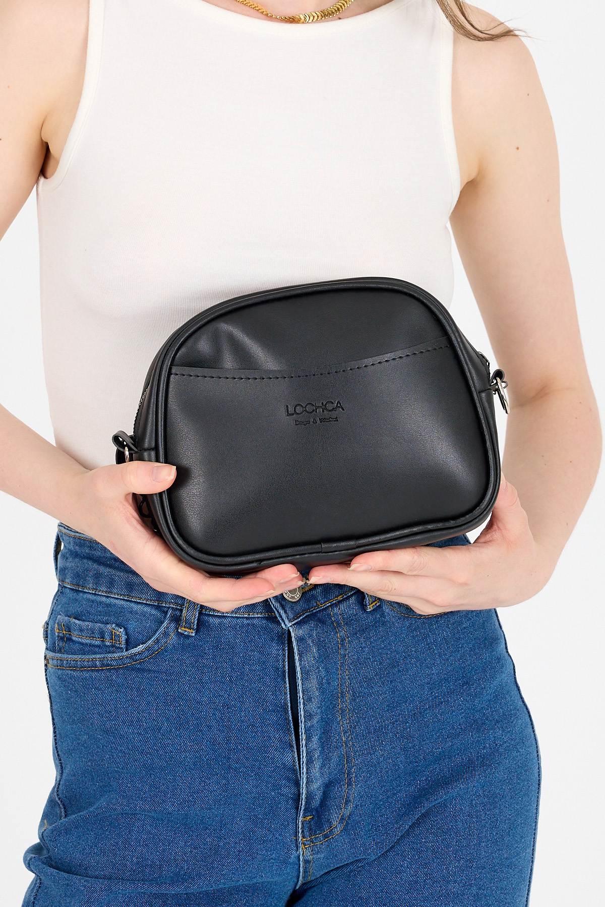 Siyah Fermuarlı Çapraz Askılı Omuz Çantası 9213 - RAYS