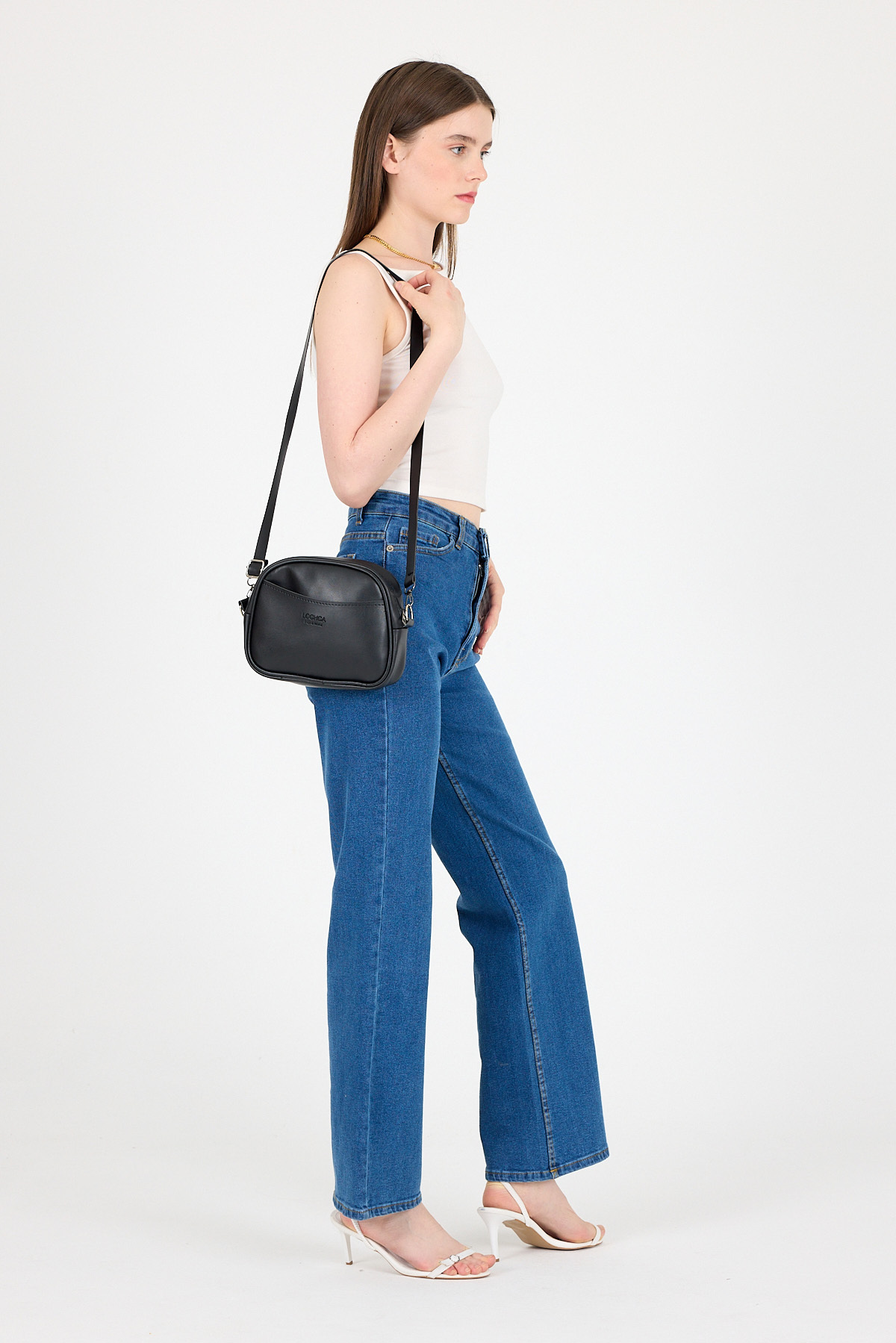 Siyah Fermuarlı Çapraz Askılı Omuz Çantası 9213 - RAYS