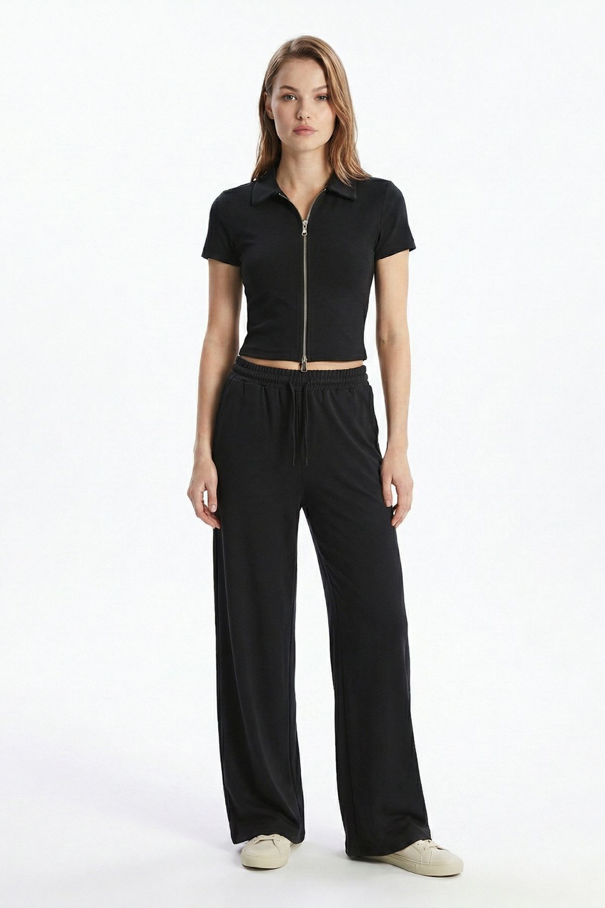 Siyah Fermuarlı Gömlek Yaka Eşofman Takım 0426 - RAYS (1)