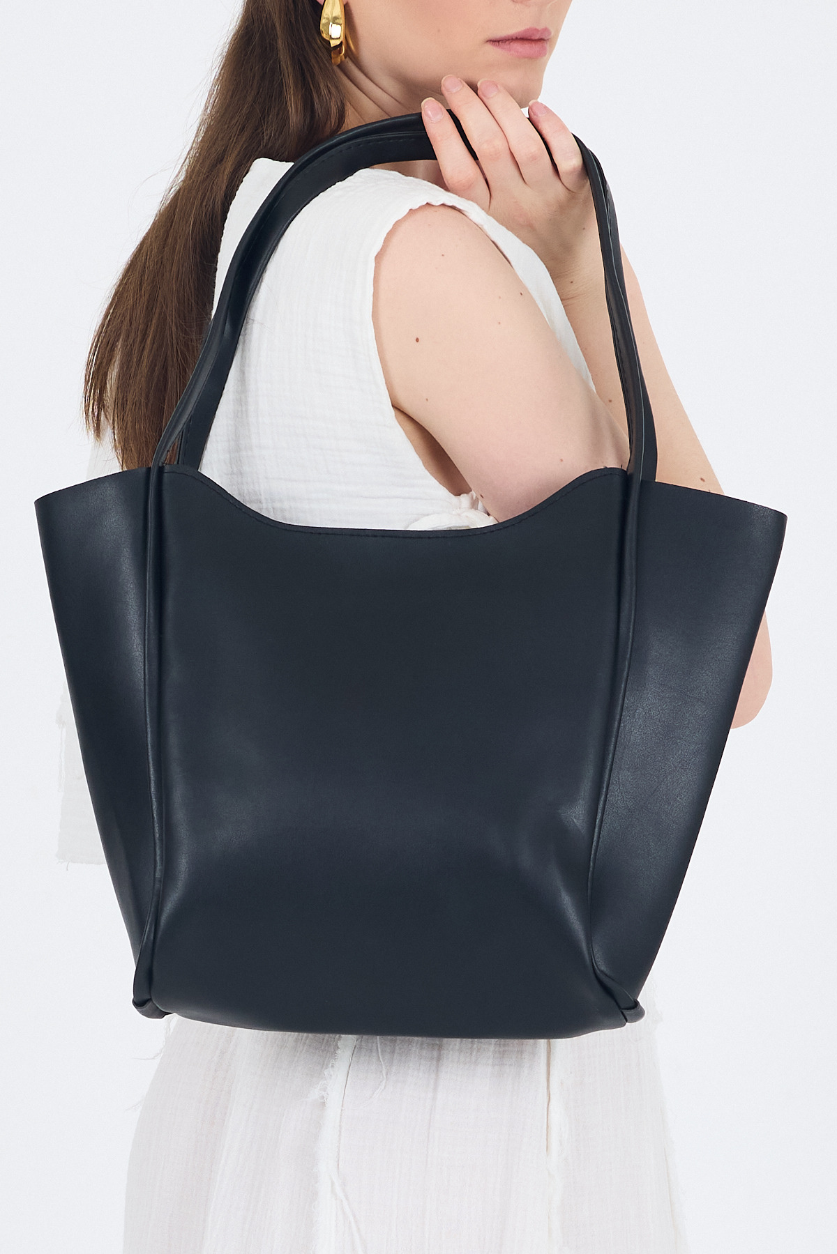 Siyah Fermuarlı Omuz Çantası 9208 