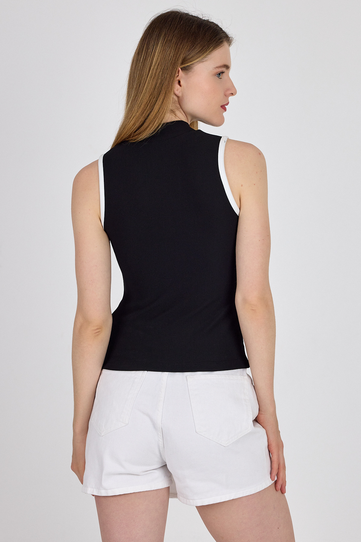 Siyah Fermuarlı Örme Bluz 1449 - 5