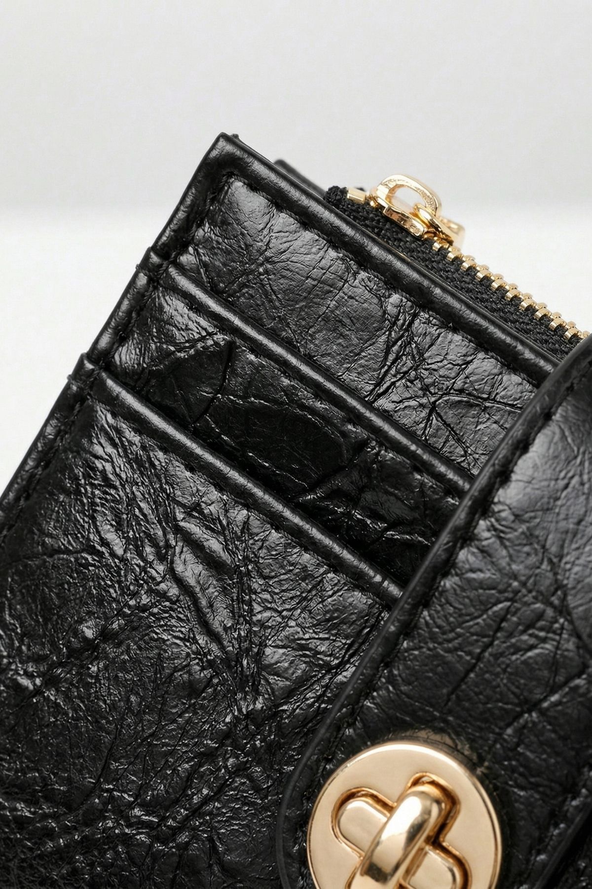 Siyah Fermuarlı Tokalı Kapama Cüzdan 211 - 3