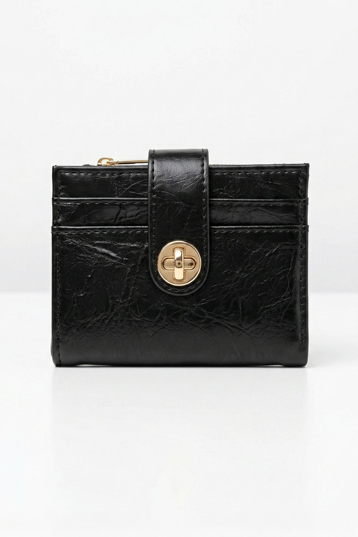 Siyah Fermuarlı Tokalı Kapama Cüzdan 211 - RAYS