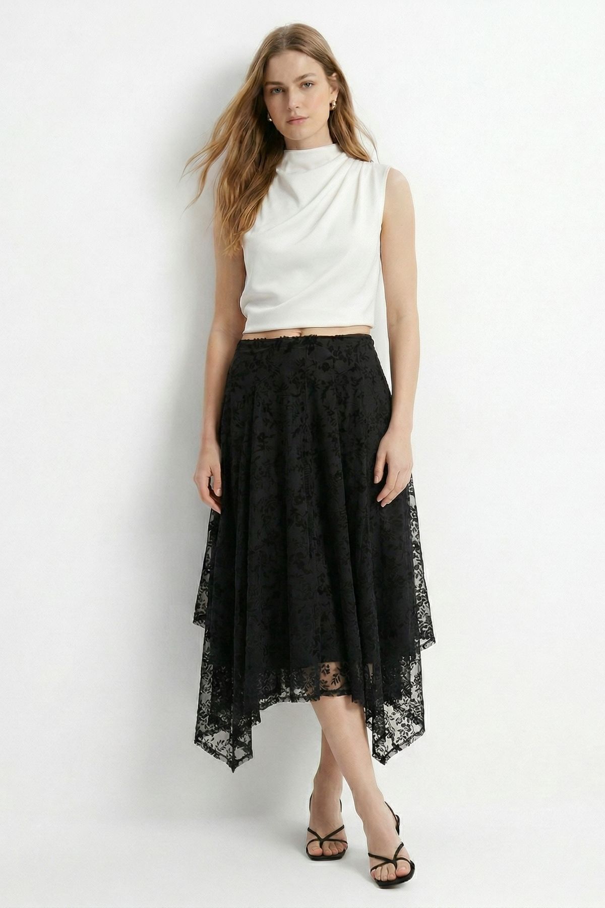 Siyah Flok Desen Etek 8455A - RAYS