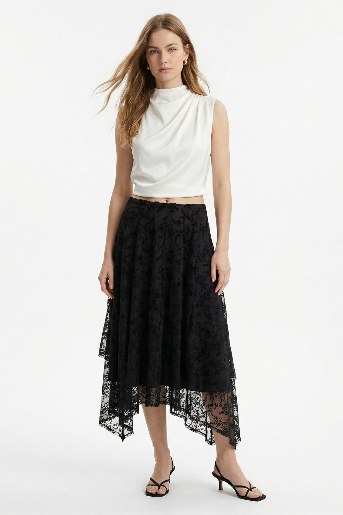 Siyah Flok Desen Etek 8455A - RAYS