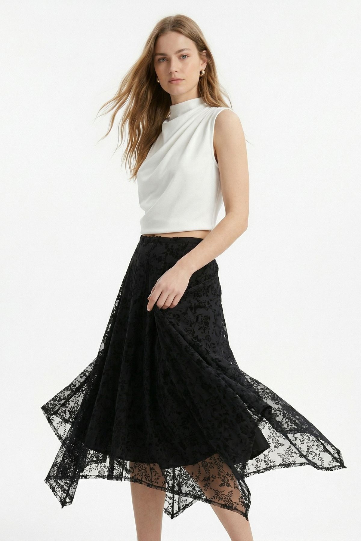 Siyah Flok Desen Etek 8455A - RAYS