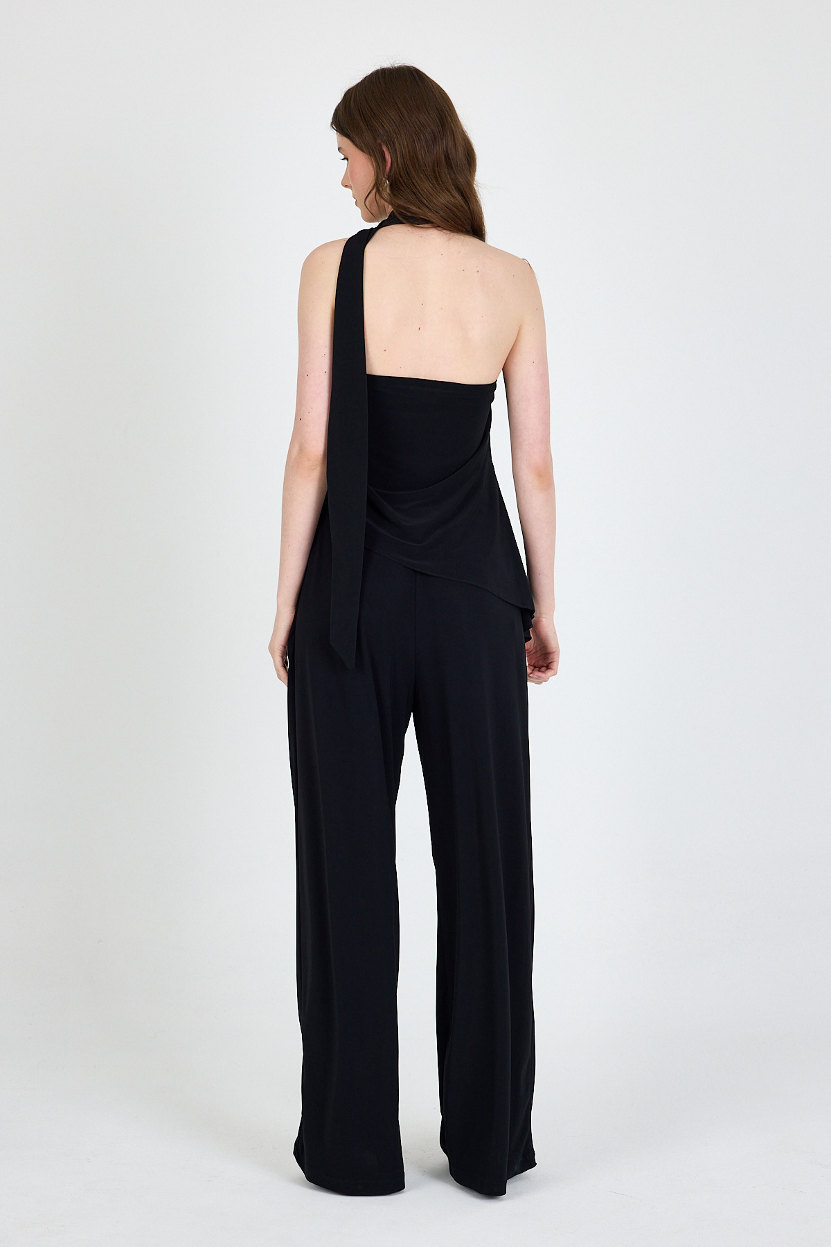 Siyah Fularlı Pantolon Bluz İkili Takım 5224 - 5