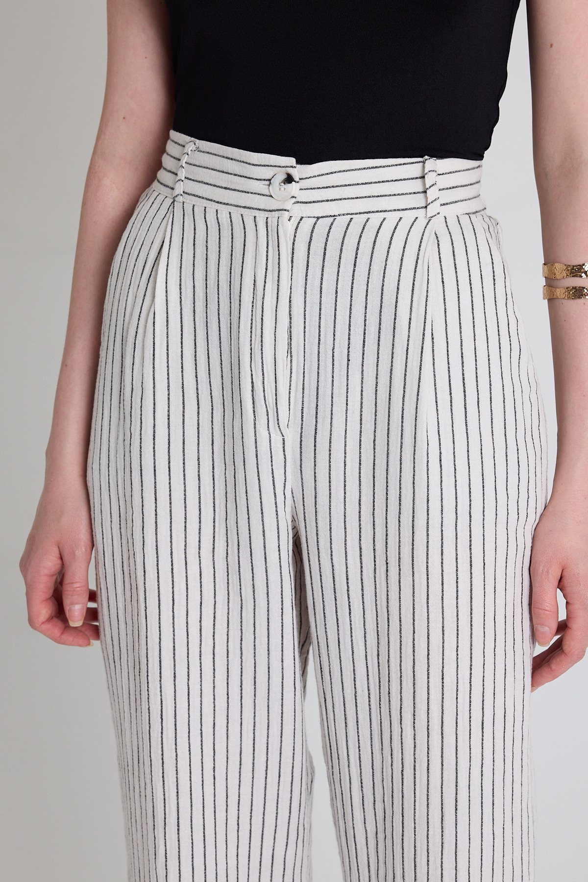 Siyah Geniş Paça Çizgili Pantolon 2334 - 4