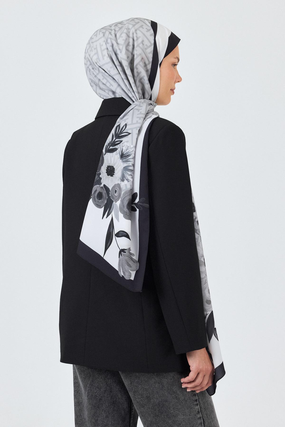 Siyah Gül Desenli Şal 5678 - 4