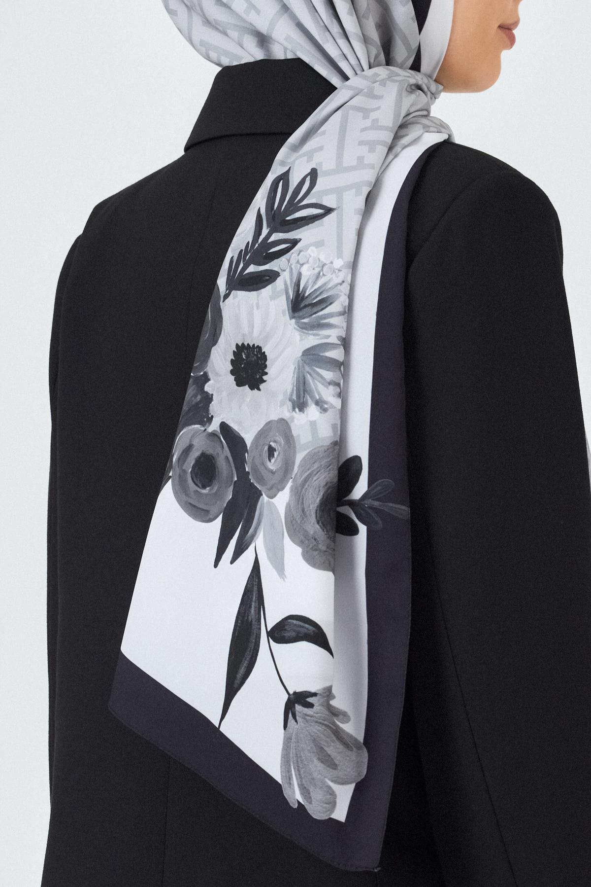 Siyah Gül Desenli Şal 5678 - 6