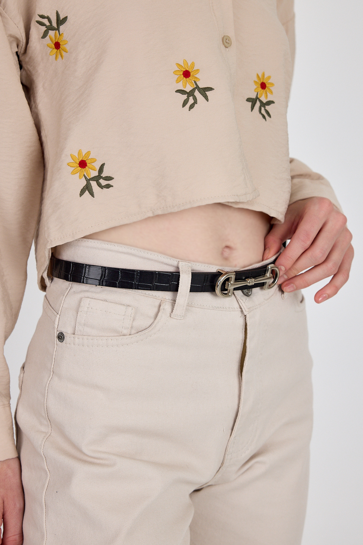 Siyah Gümüş Tokalı İnce Kemer 423 - RAYS