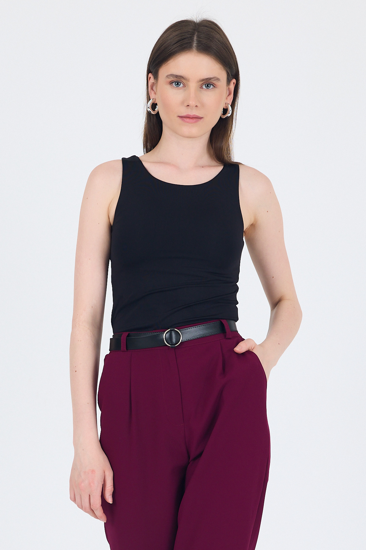 Siyah Halter Yaka Vücuda Oturan Alttan Çıtçıtlı Body 9198M - RAYS