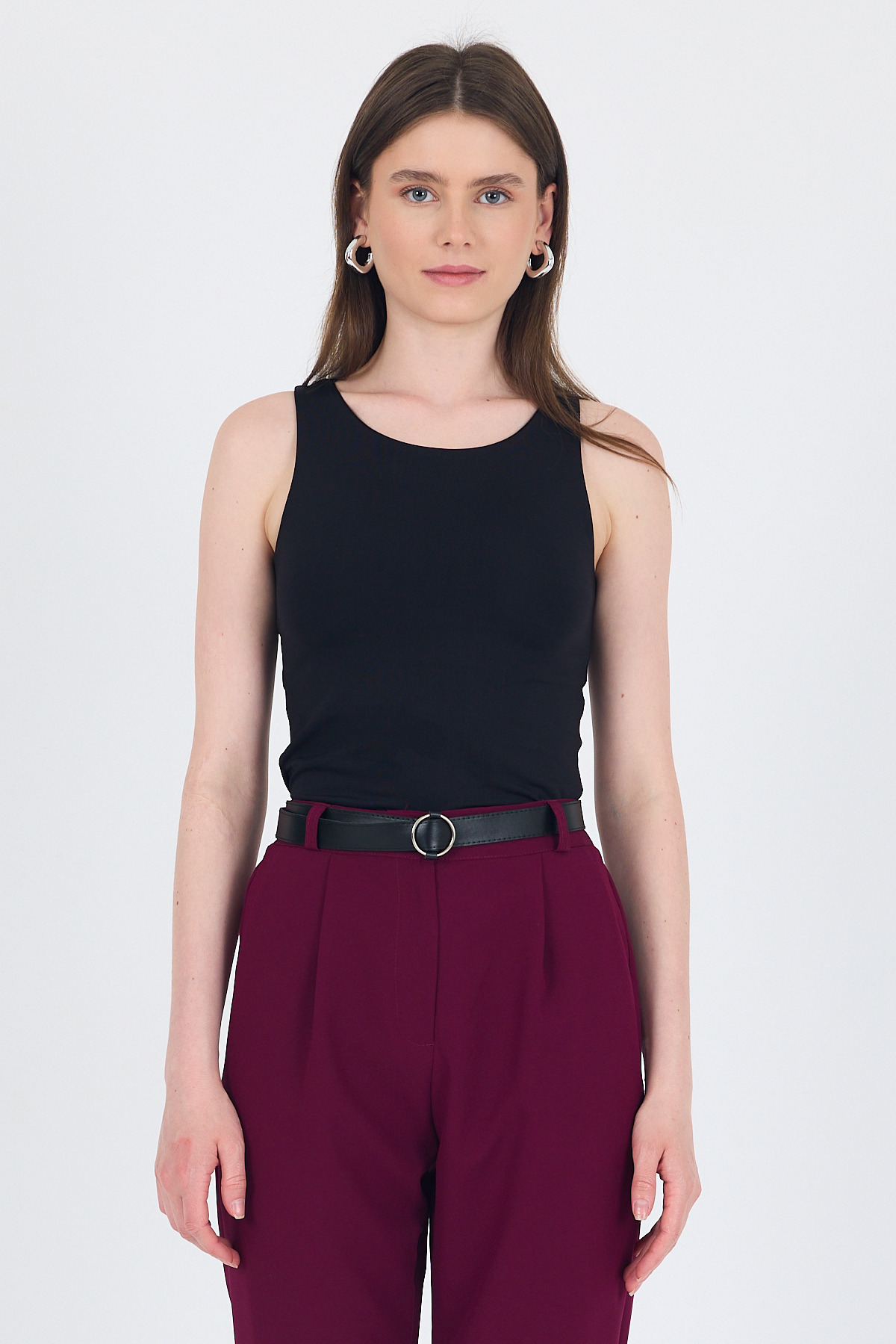 Siyah Halter Yaka Vücuda Oturan Alttan Çıtçıtlı Body 9198M - 6