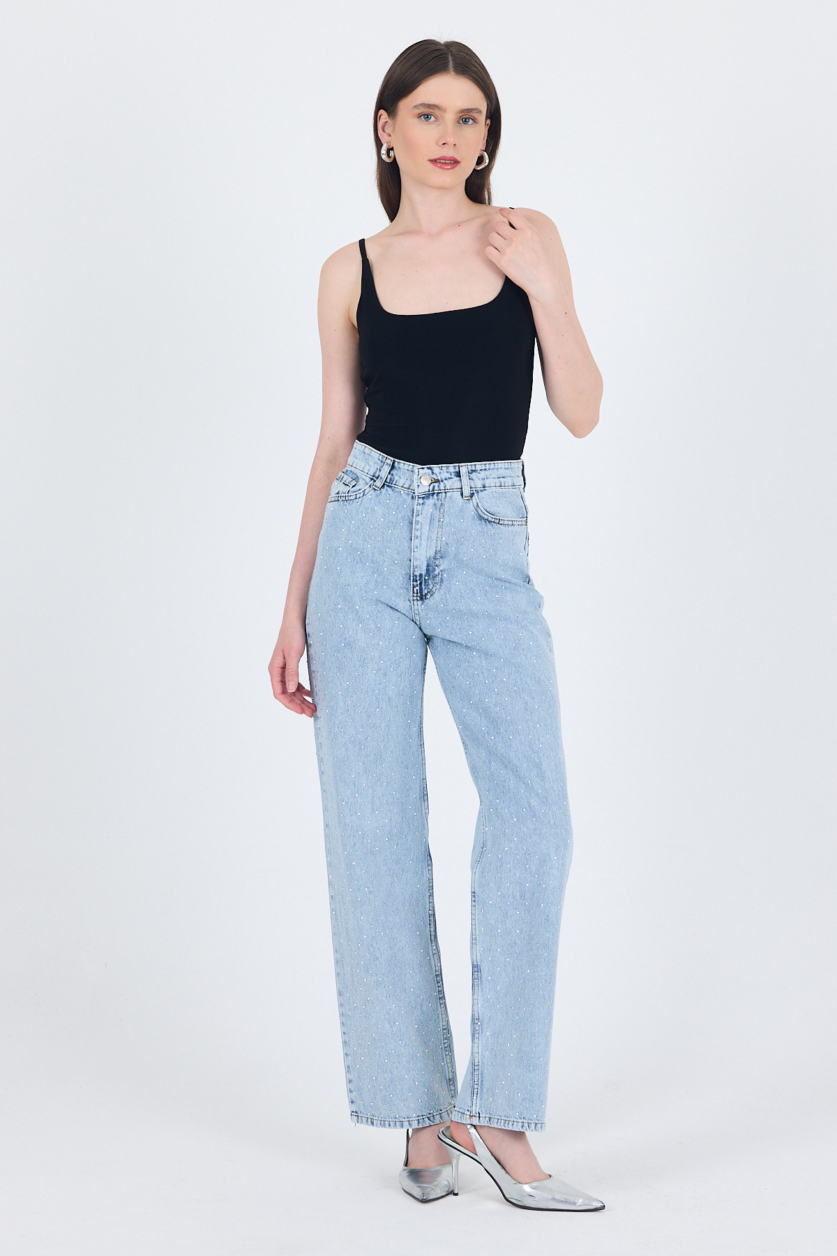 Siyah İnce Askılı Çıtçıtlı Bodysuit 13255 - 3