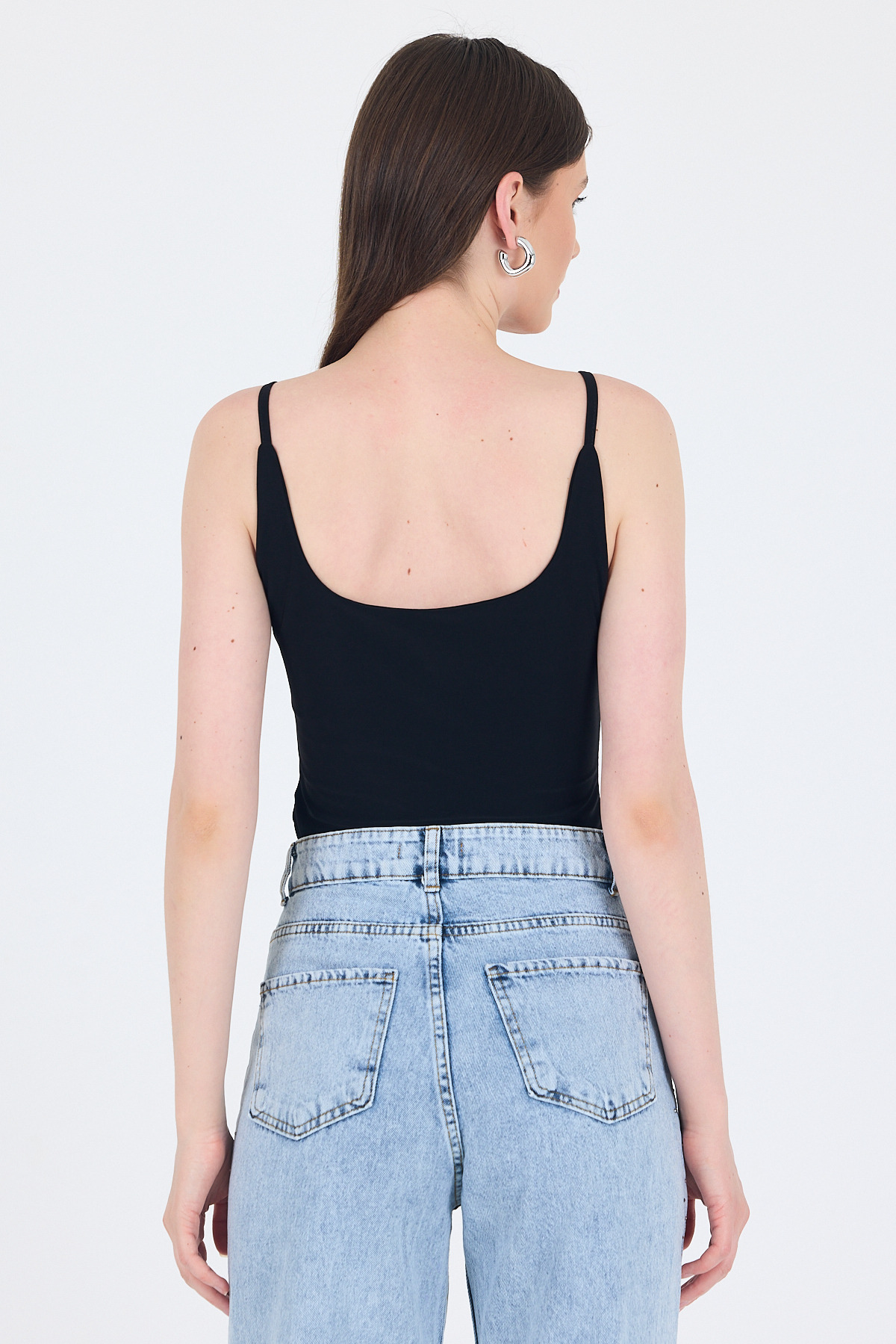 Siyah İnce Askılı Çıtçıtlı Bodysuit 13255 - 5