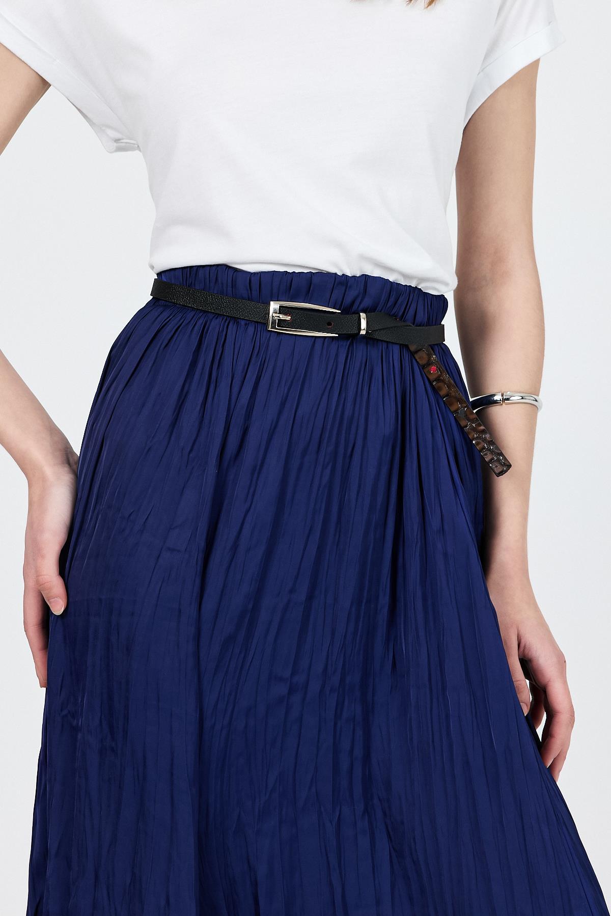 Siyah İnce Gümüş Toka Detaylı Kemer 413 - 2