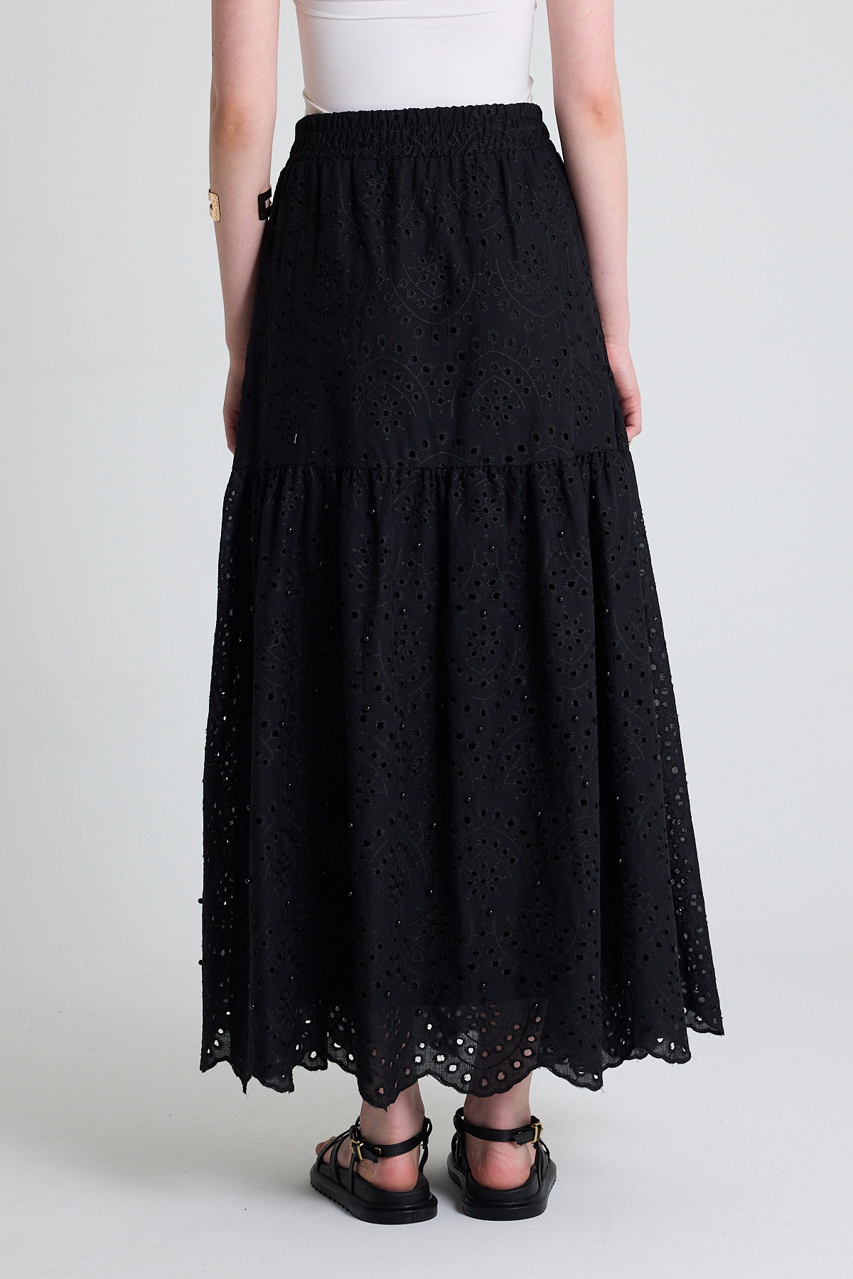 Siyah İnci Detaylı Bel Lastikli Etek 4422A - 5