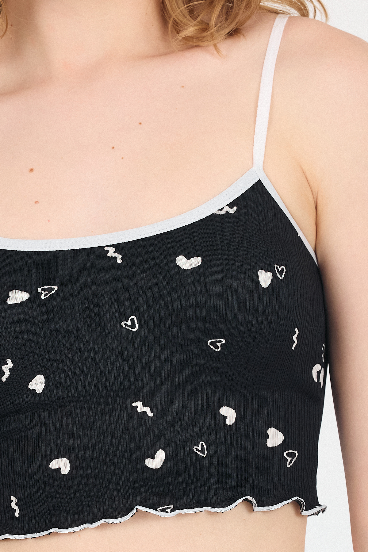 Siyah Kalp Desenli Atlet Şort Takım 3405 - RAYS