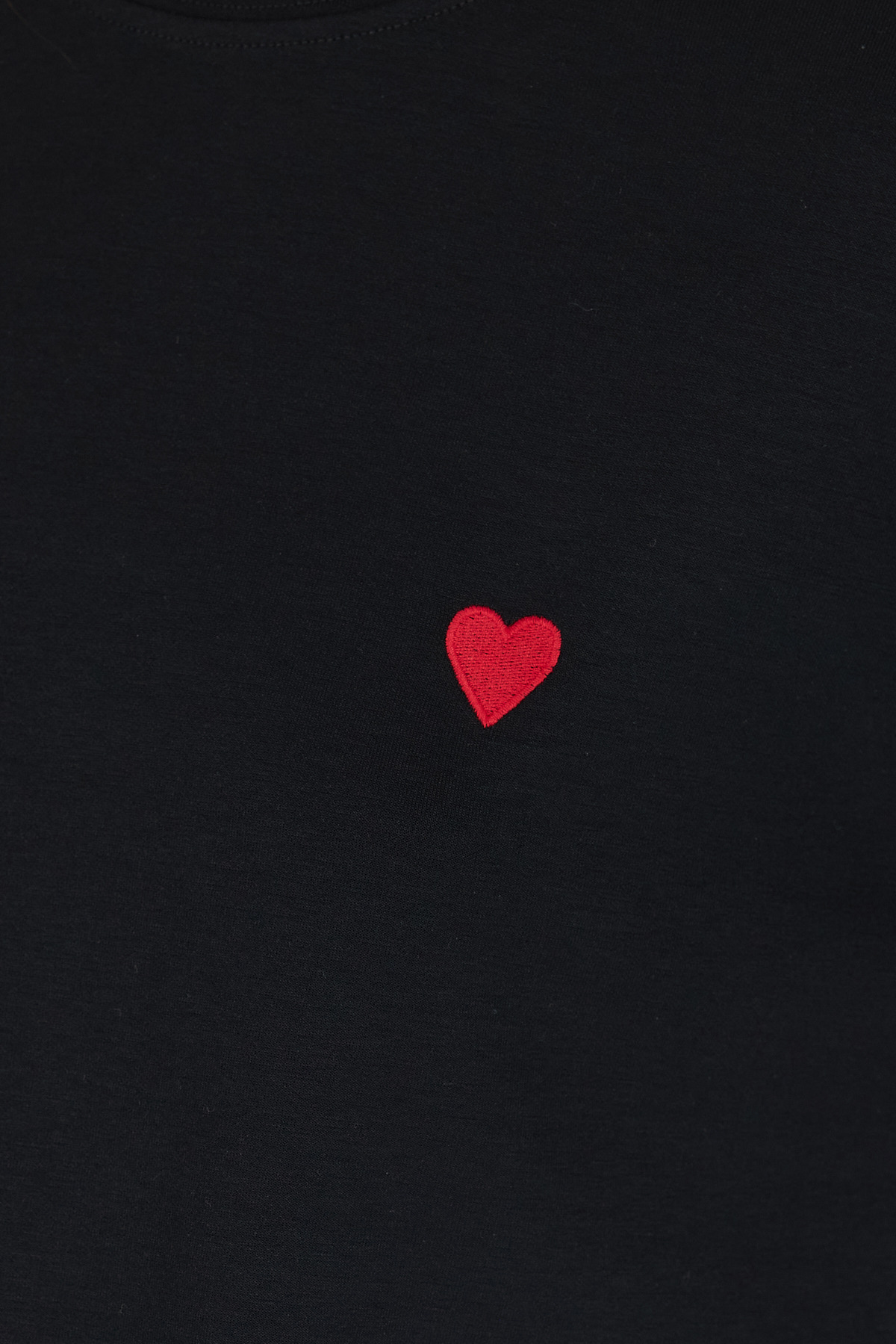 Siyah Kalp Nakışlı Premium Kumaş Tişört 6218 - 4