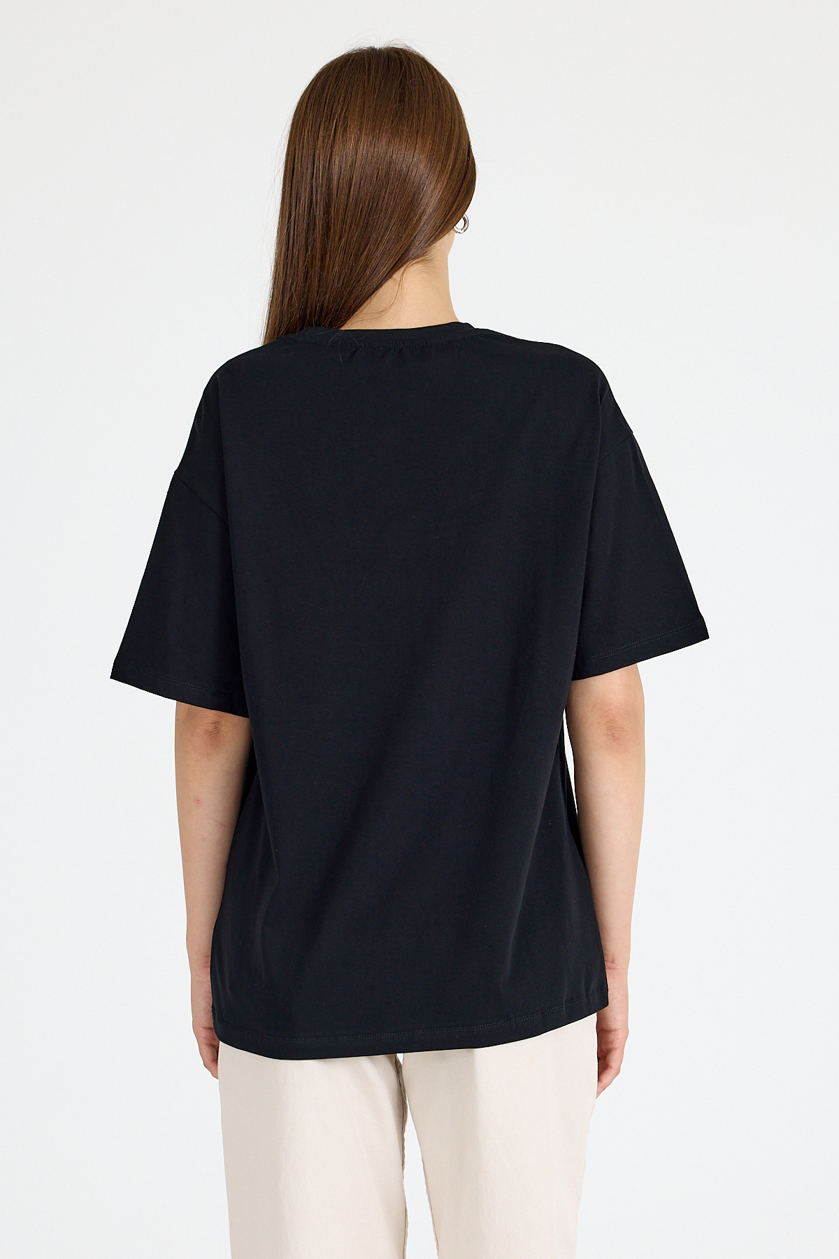 Siyah Kaplan Baskılı Oversize Tişört 6887 - 5