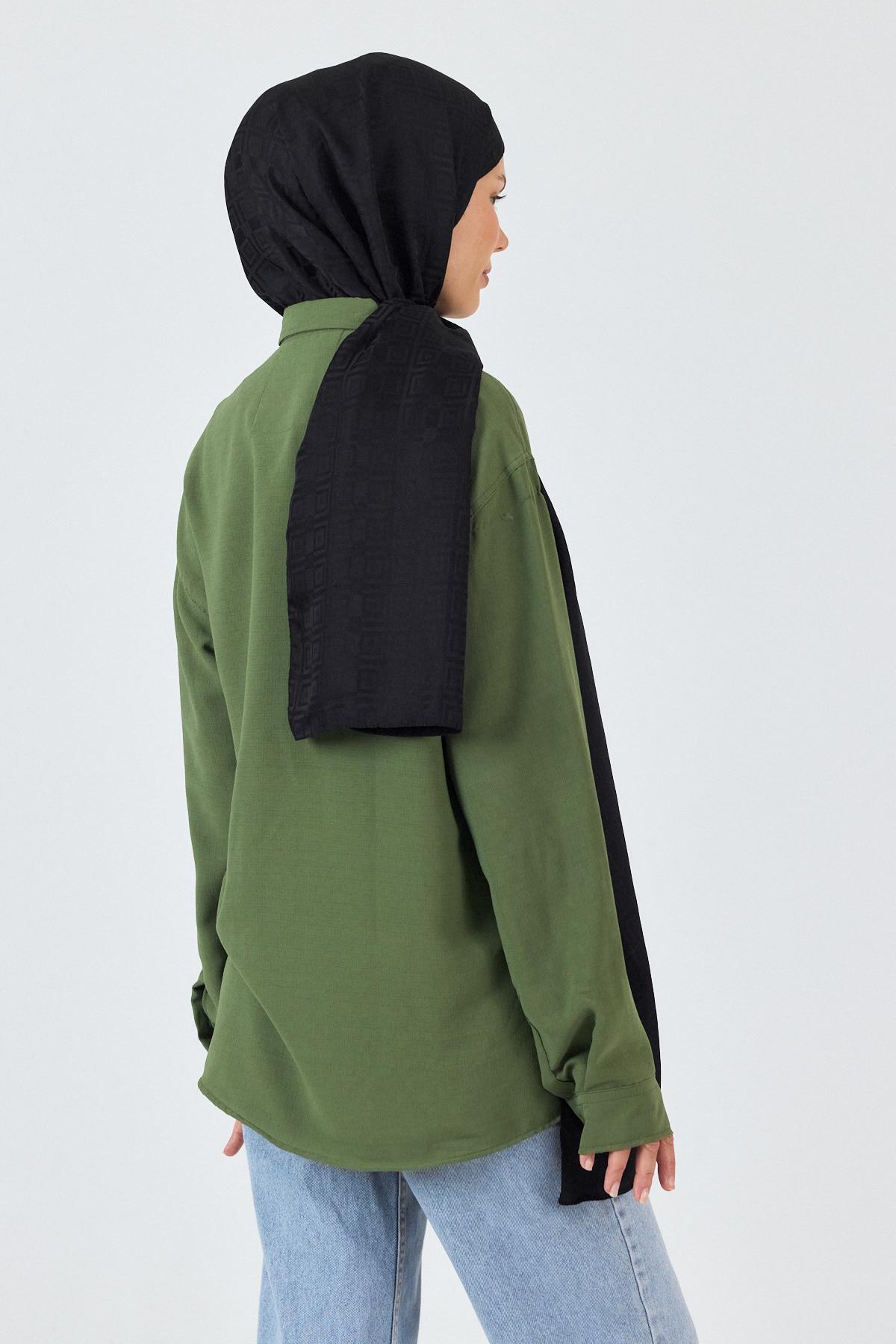 Siyah Kare Desen Jakar Şal 5692 - 4