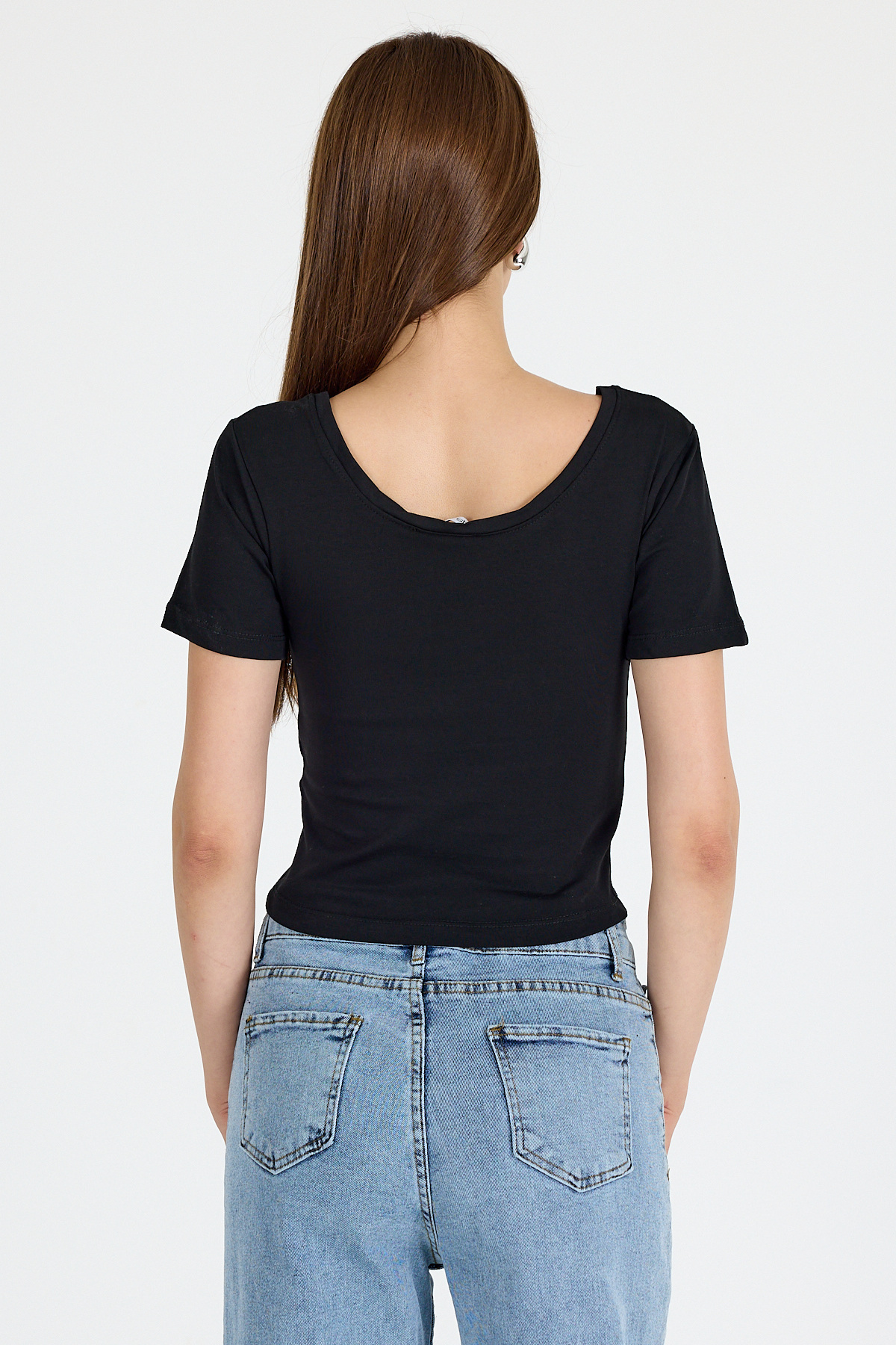 Siyah Kare Yaka Örme Body 9202M - 5