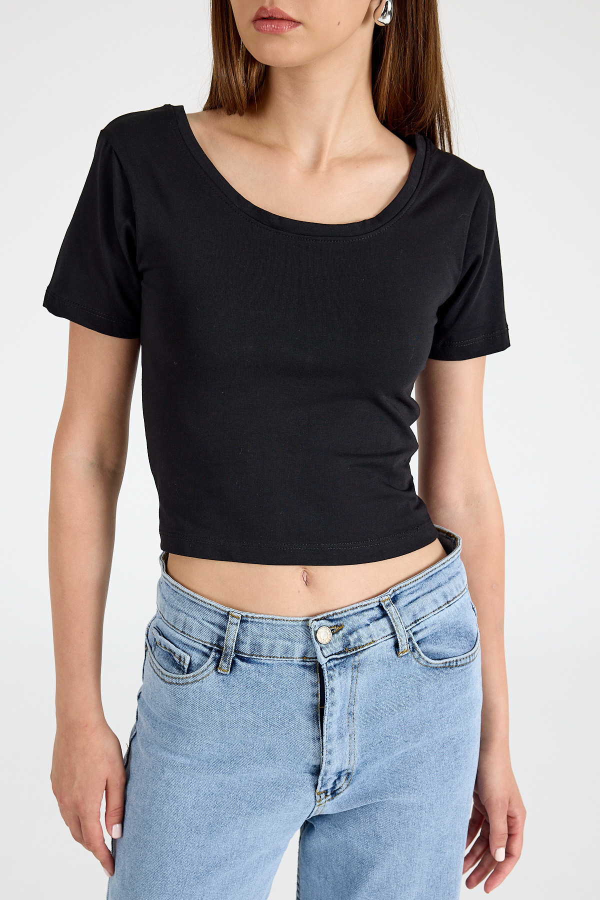 Siyah Kare Yaka Örme Body 9202M - 2