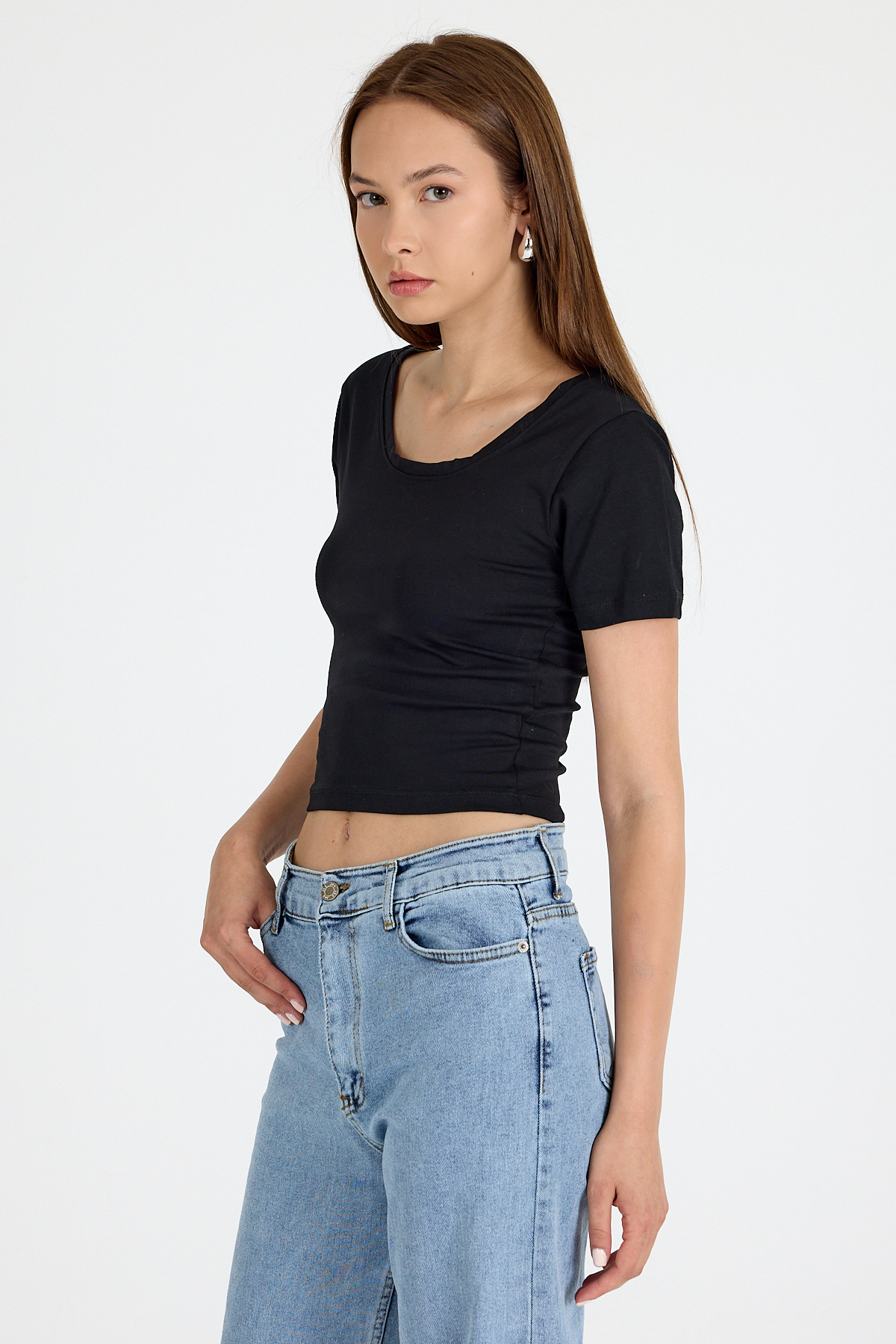 Siyah Kare Yaka Örme Body 9202M - 6