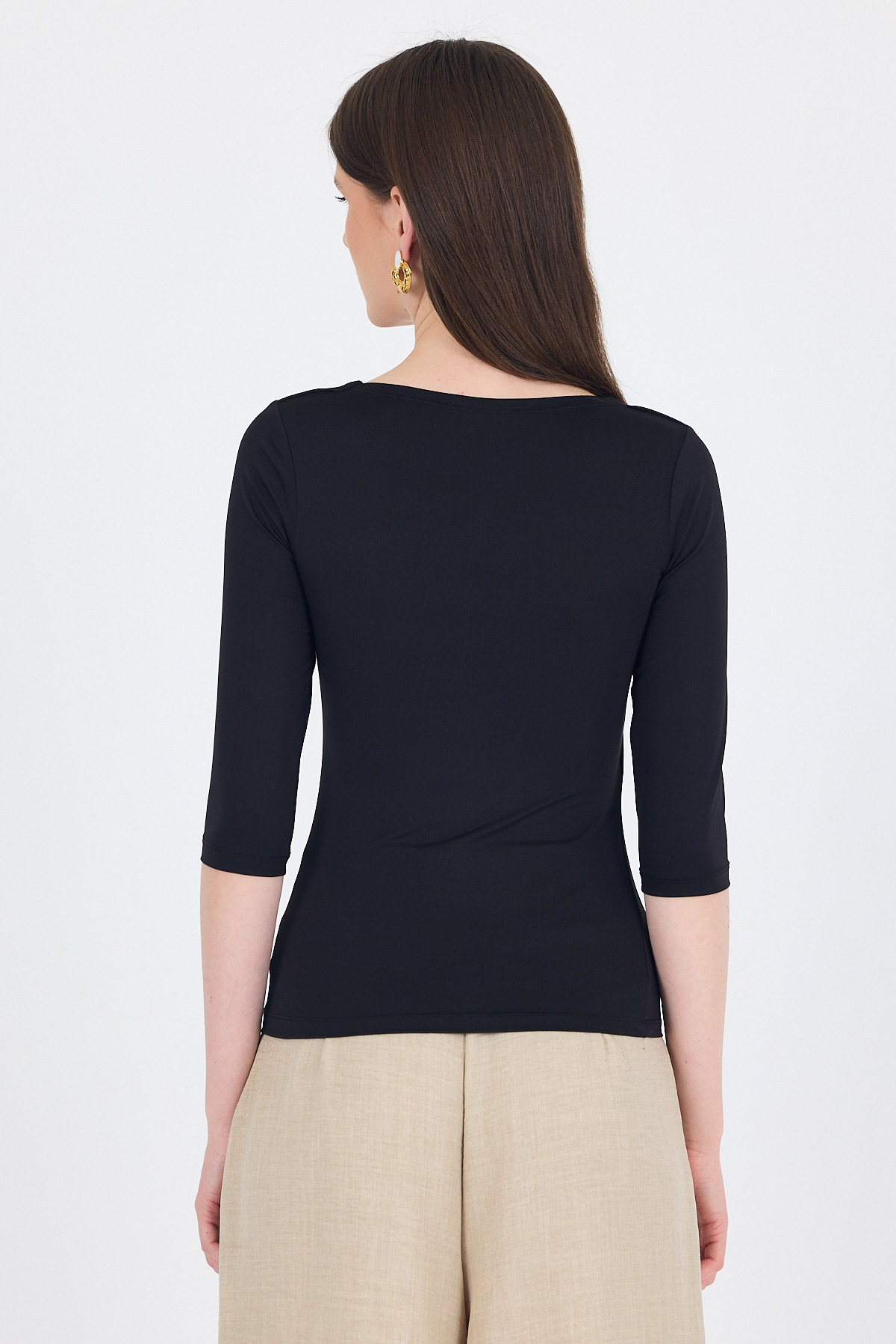 Siyah Kare Yaka Örme Body 9193M - 5