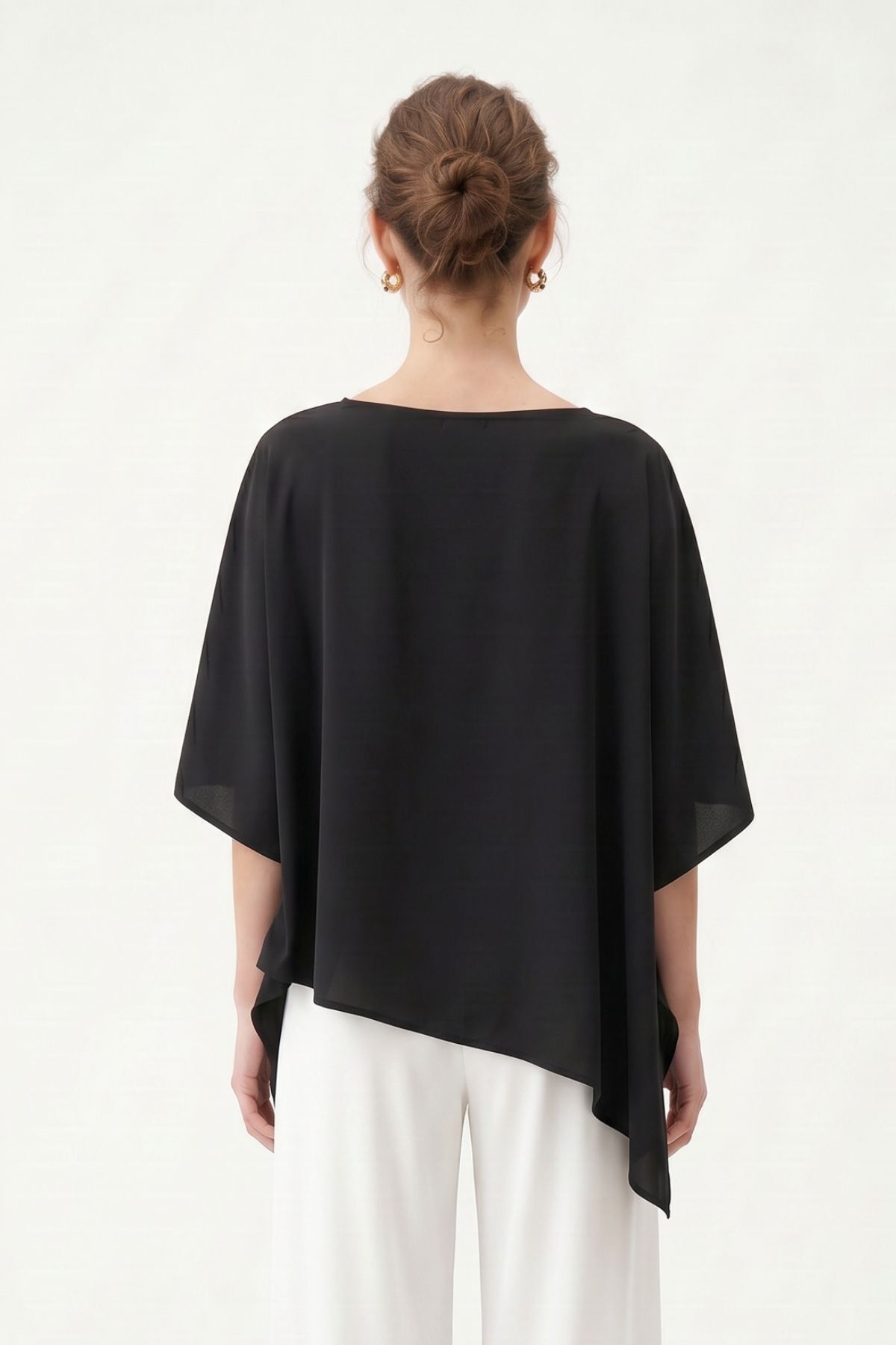 Siyah Kayık Yaka Asimetrik Bluz 261103 - 3