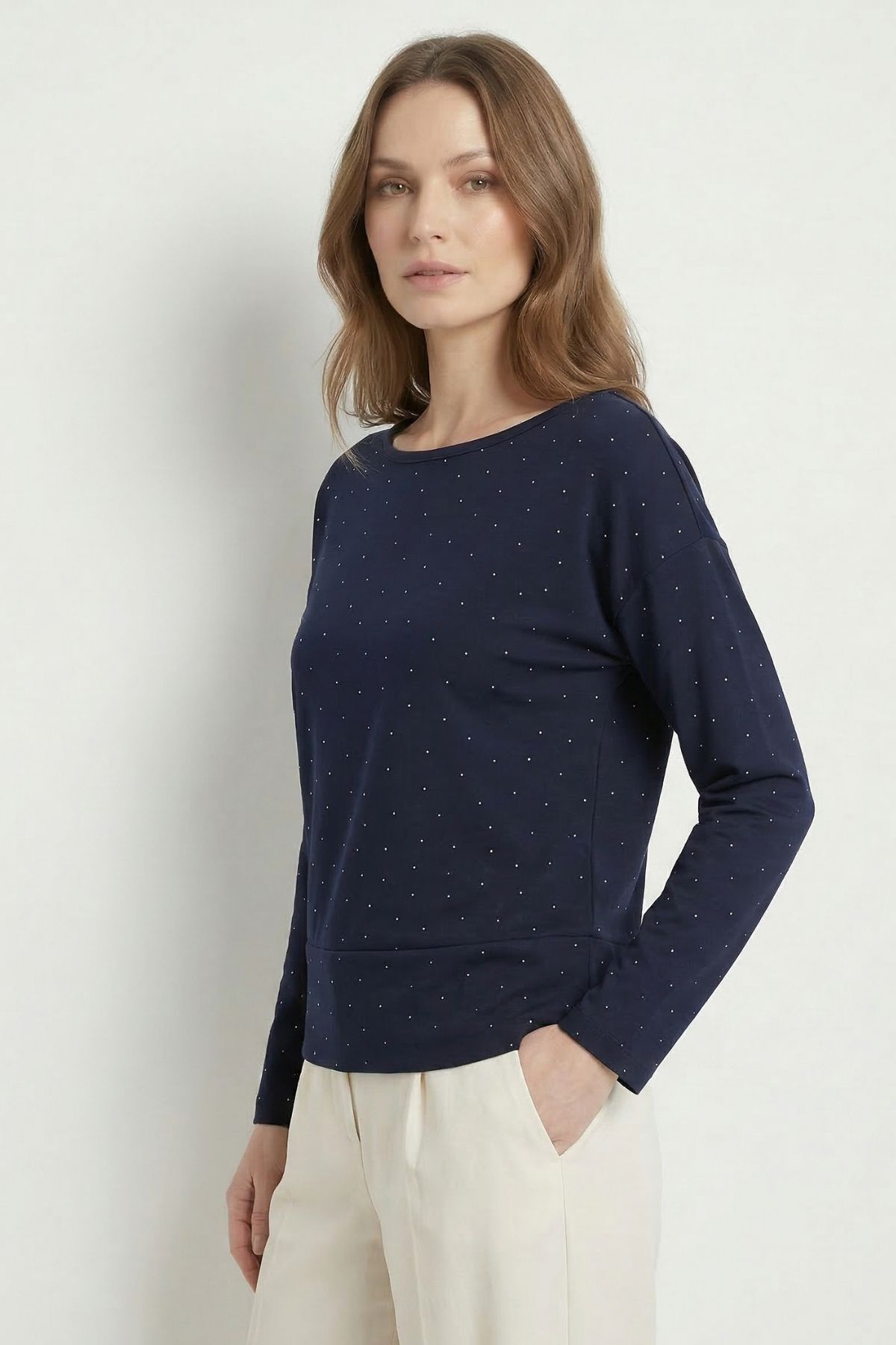 Siyah Kayık Yaka Taş Detaylı Bluz 8364 - RAYS