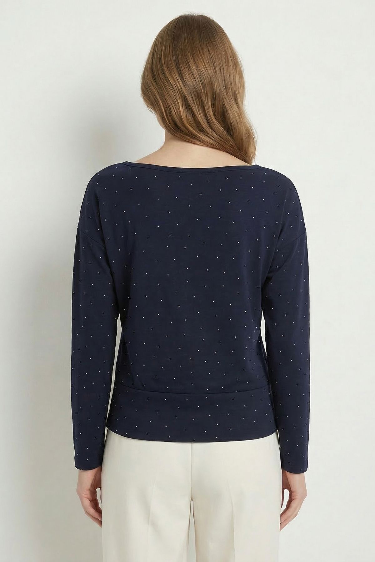 Siyah Kayık Yaka Taş Detaylı Bluz 8364 - RAYS