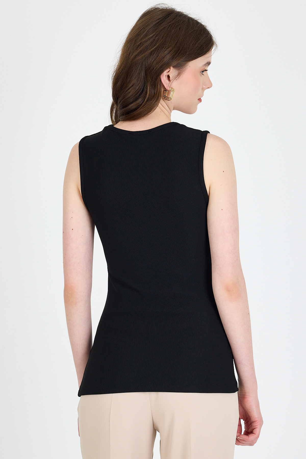 Siyah Kolsuz Düğme Detaylı Cep Detaylı Bluz 017 - 5