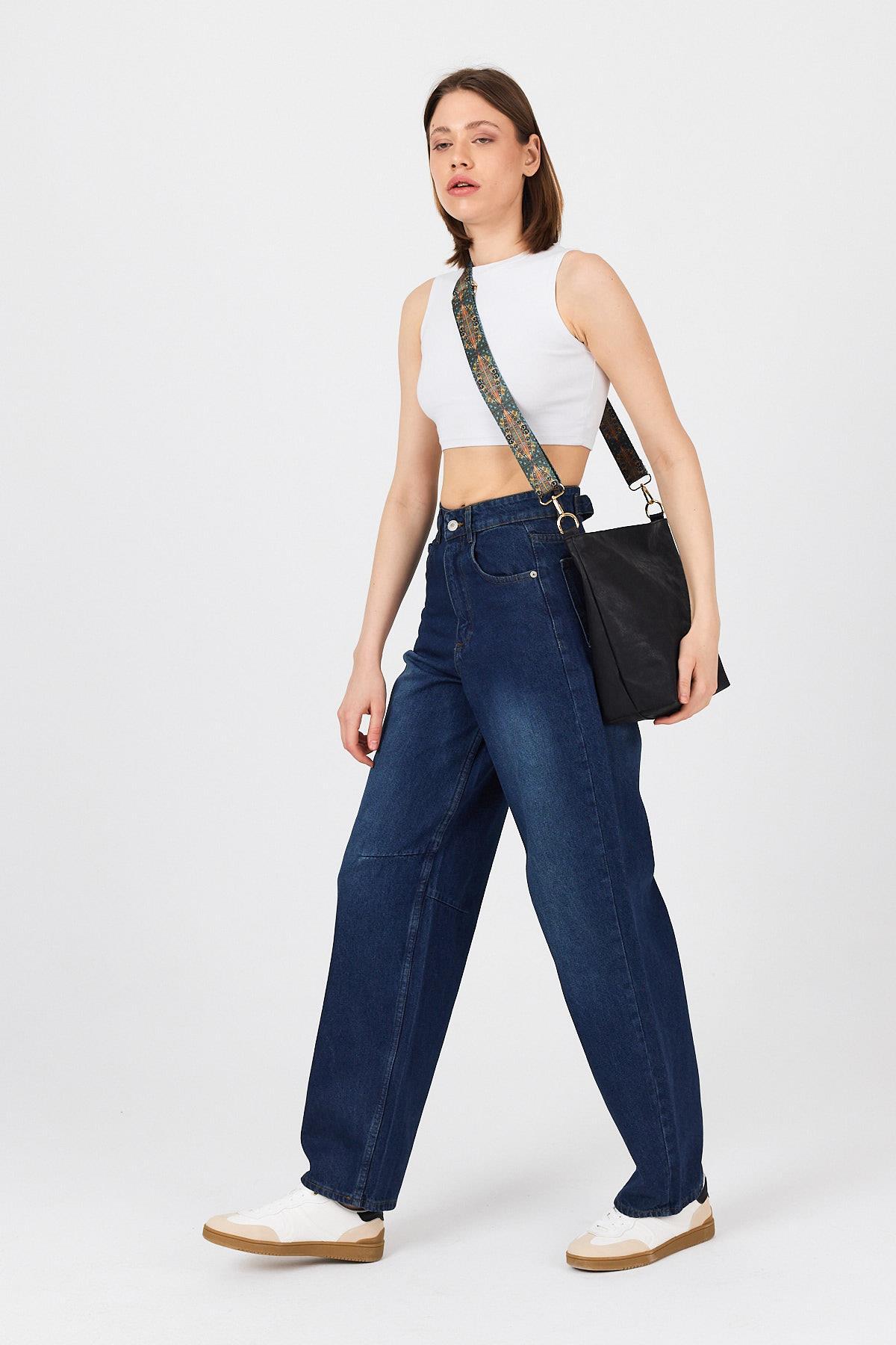 Siyah Kordonu Desenli Omuz Çantası 3002 - 6