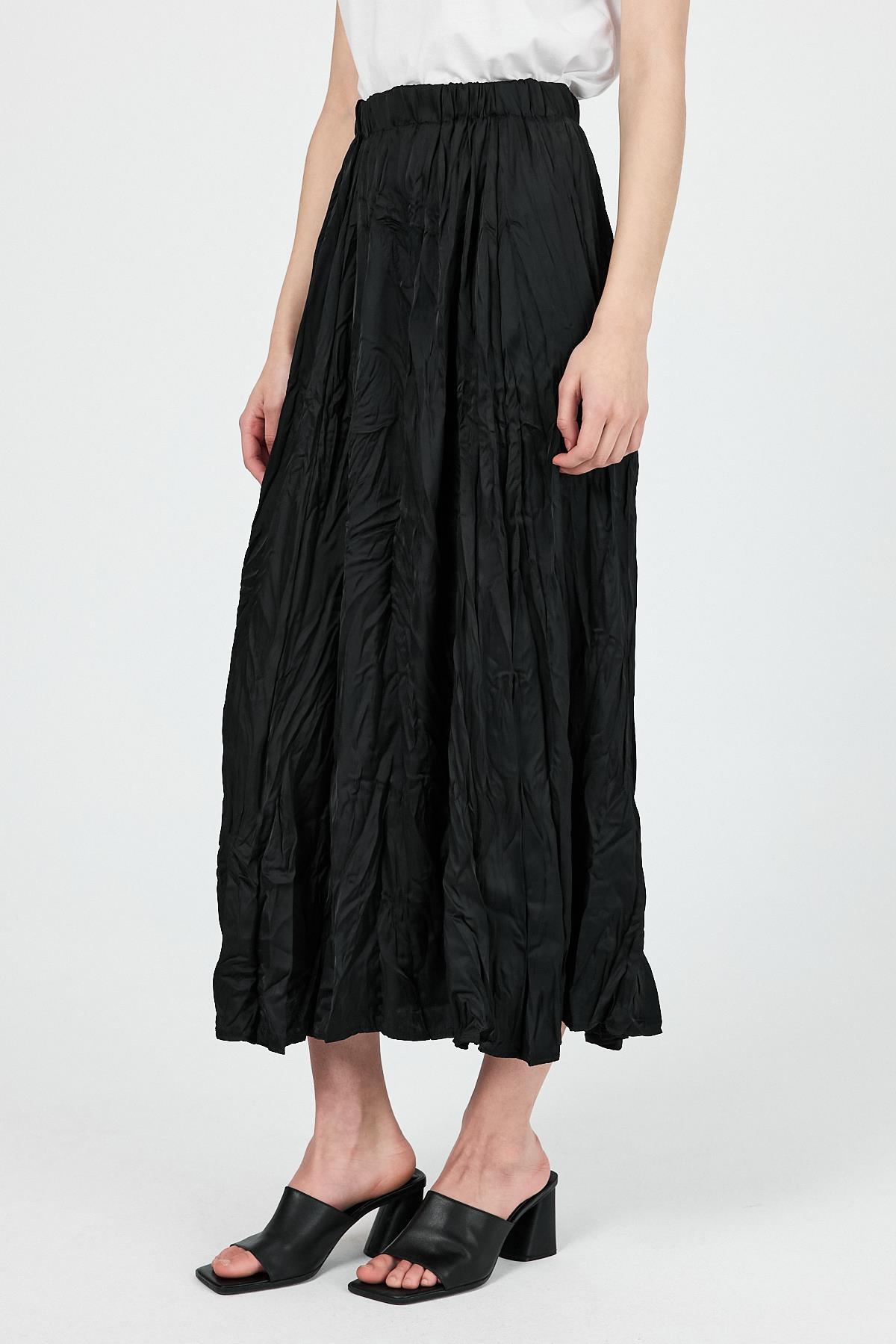 Siyah Kraşlı Kırışık Kumaş Etek 9470 - RAYS