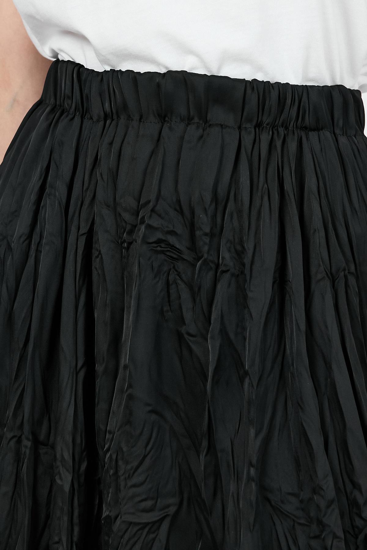 Siyah Kraşlı Kırışık Kumaş Etek 9470 - 4