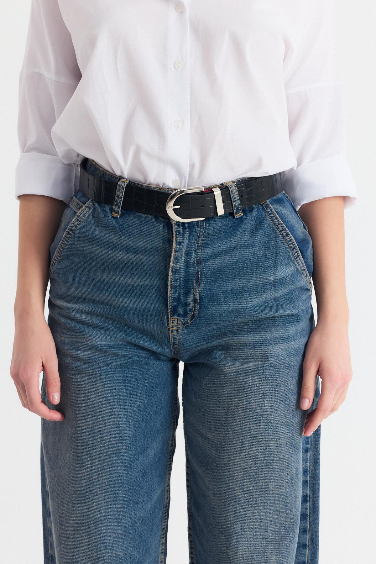 Siyah Kroko Desen Kemer 414 - RAYS