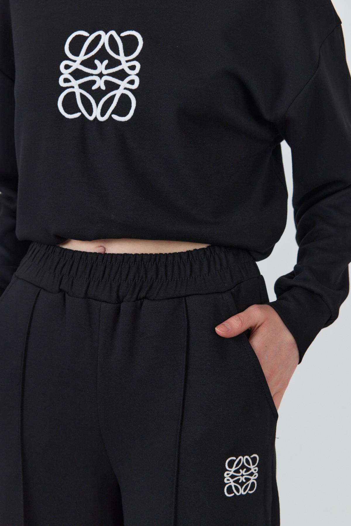 Siyah Nakış Detaylı Pantolon Takım 4013 - 4