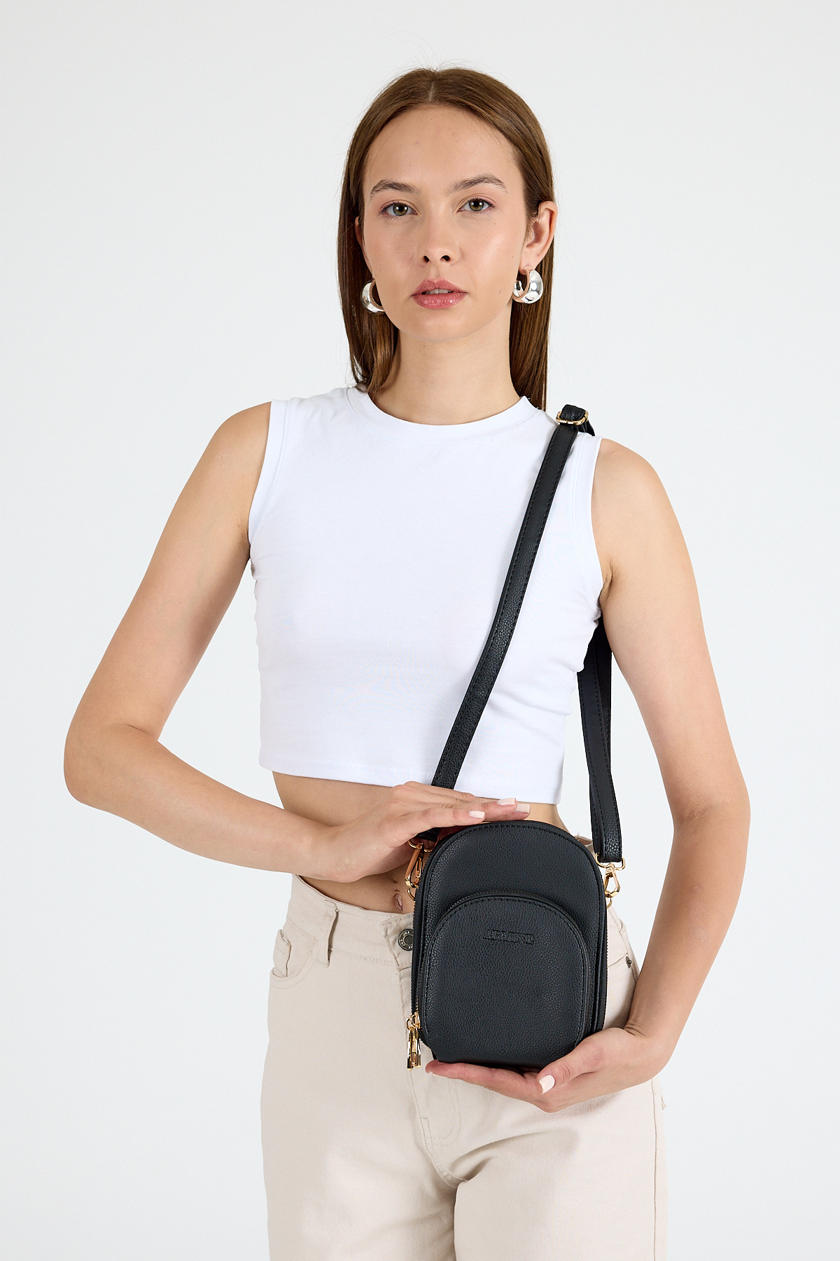 Siyah Ön Cepli Mini Çarpraz Askılı Çanta 384 - RAYS