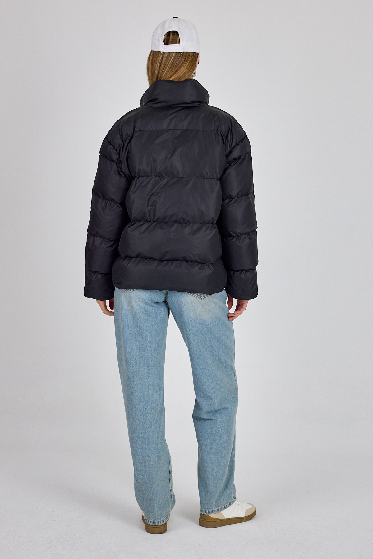 Siyah Oversize Dik Yaka Şişme Mont 4010 - 5