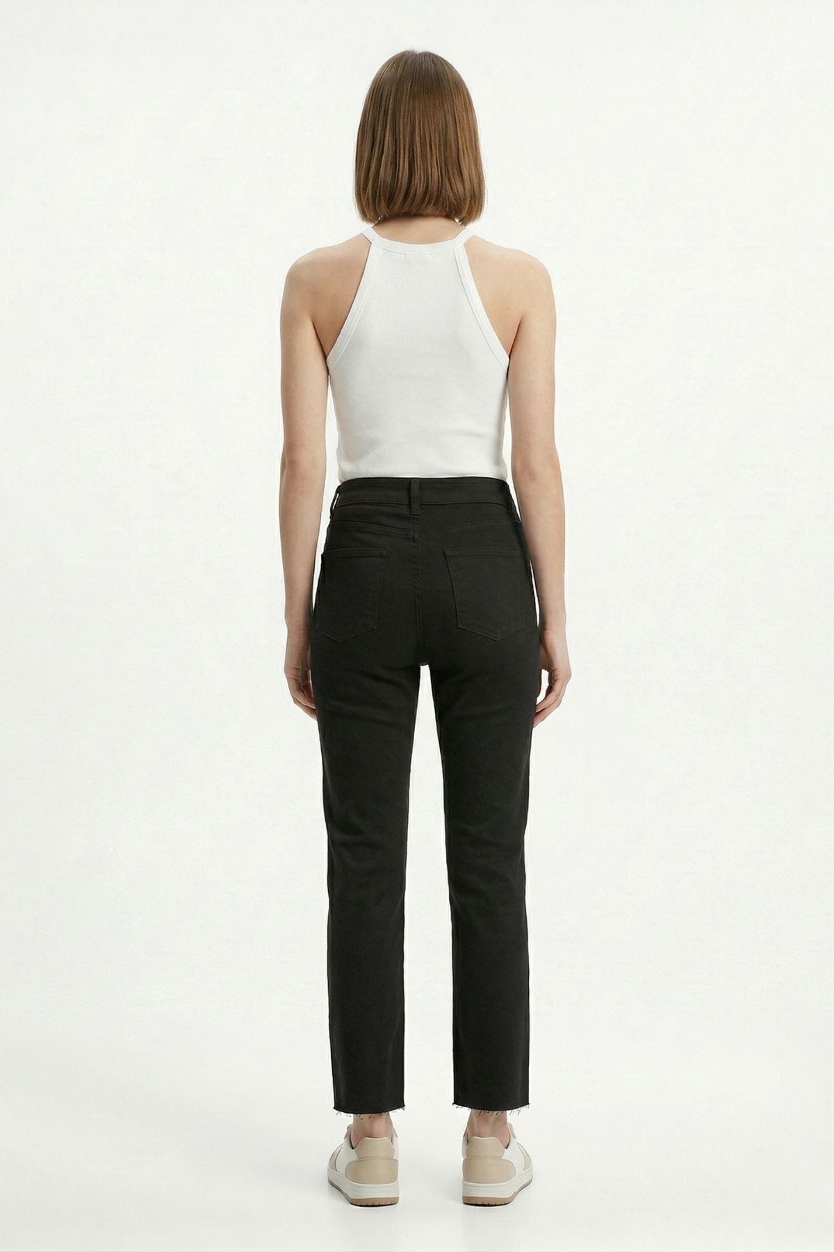 Siyah Paçası Kesik Pantolon 0321 - 3